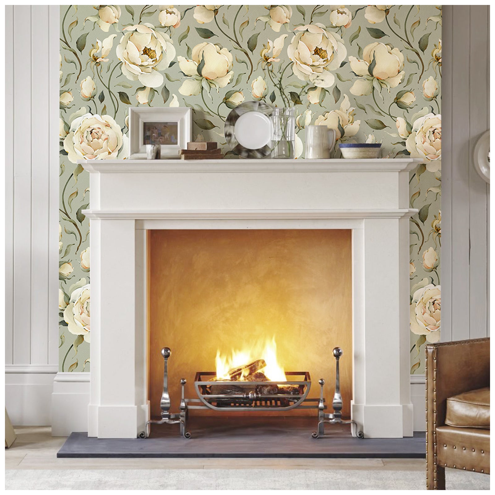 HaokHome 93242-2 Cream Color Rose Peel and Stick Wallpaper Removable Vinyl Self Adhesive DIY Decor