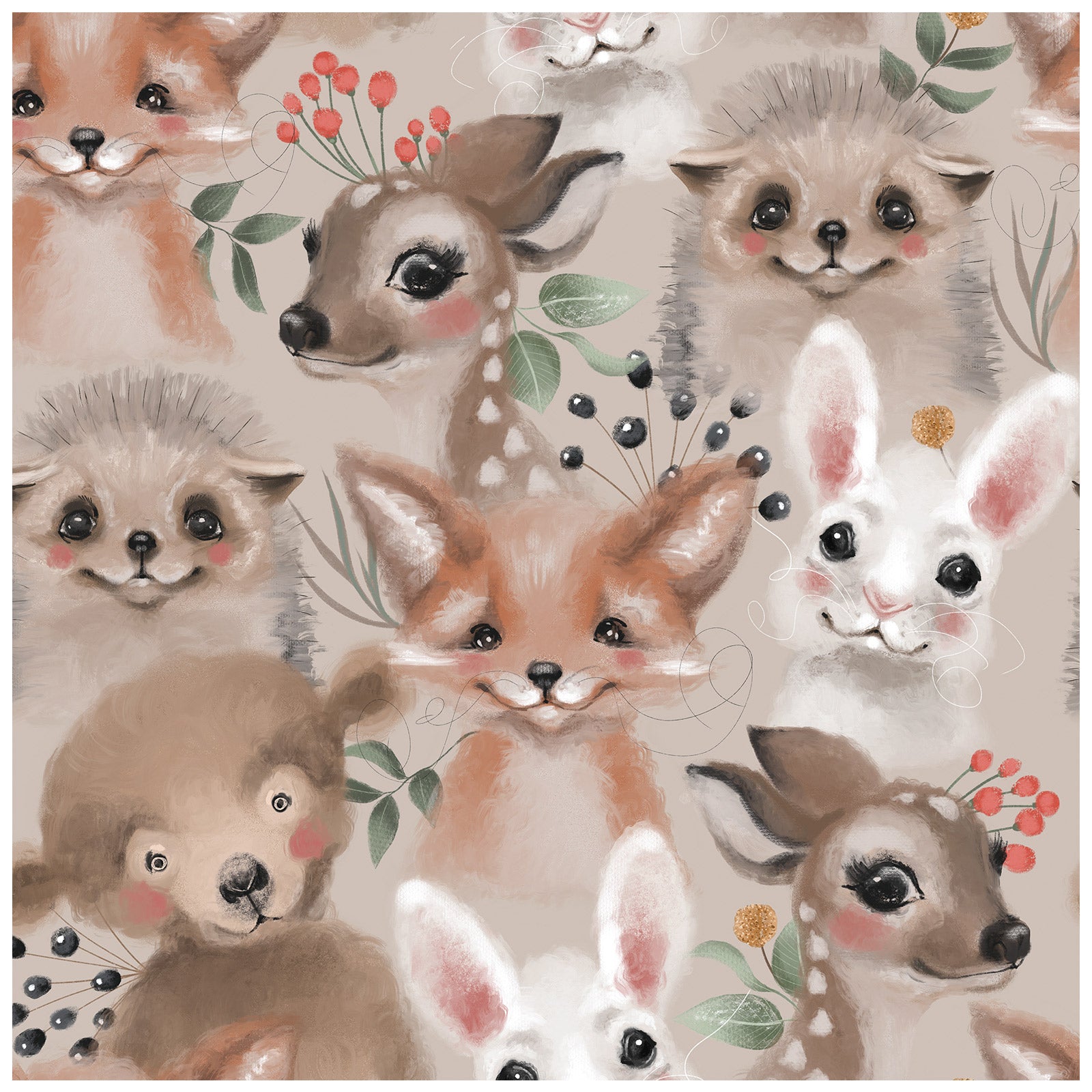 HaokHome 99043 Cute Animal Cartoon Deer Punny Wallpaper Kids and Nursery Room Wall decor