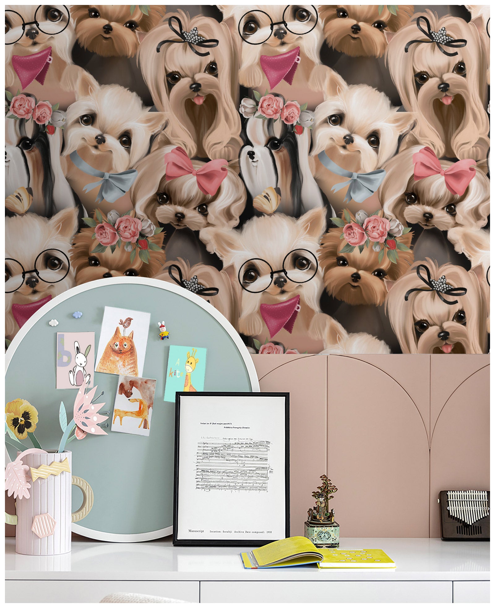 HaokHome 99044 Cute Animal Cartoon Dogs Puppy Pets Wallpaper Kids and Nursery Room Wall decor