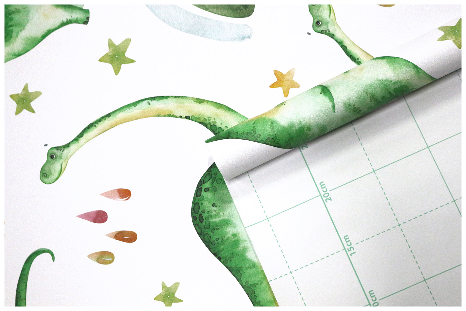 HaokHome 99026 Cute Dinosaur Peel and Stick Wallpaper Rainbow Raindrop Removable Contact Paper for Kids Bedroom Nursery Decoration