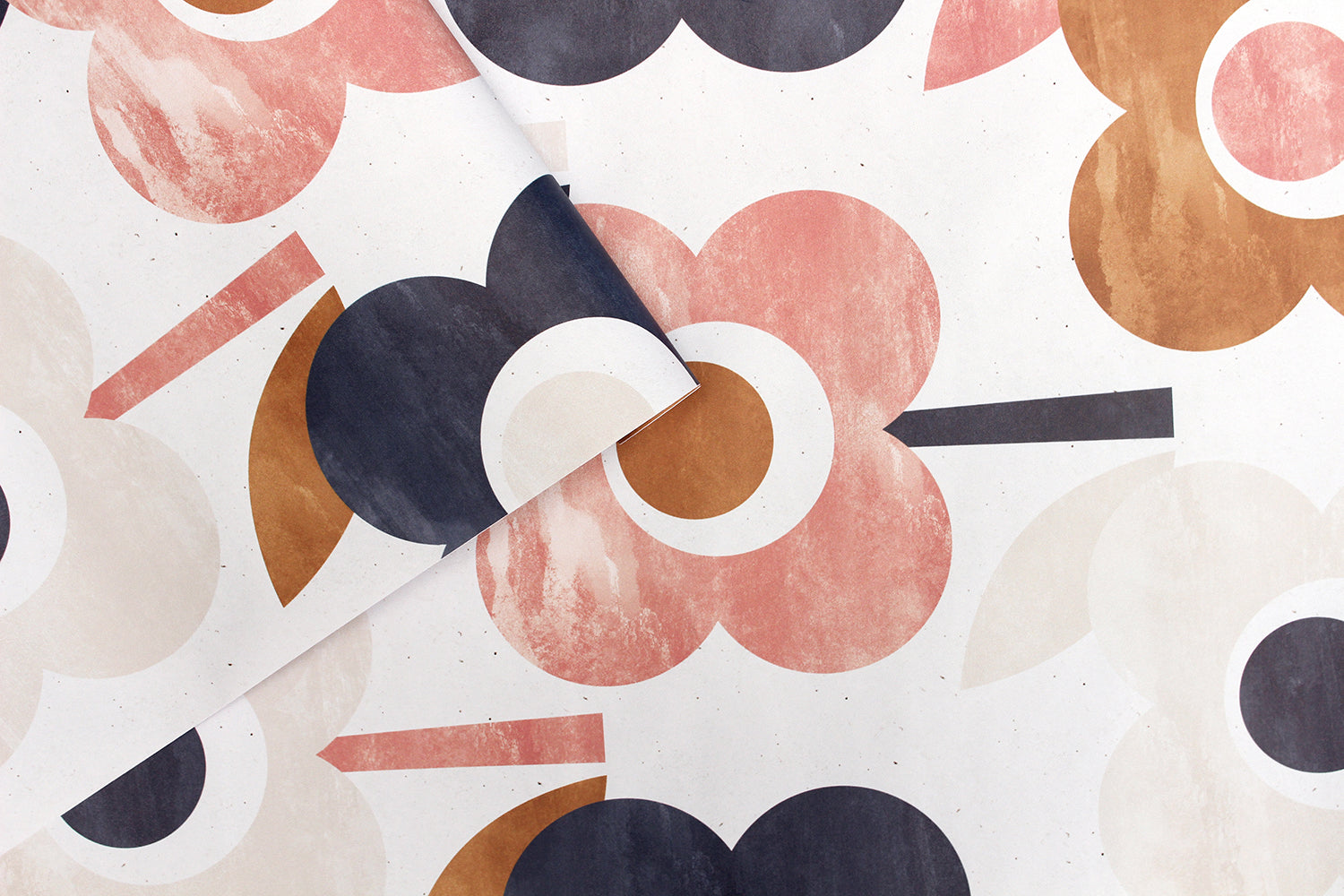 HaokHome 93015 Cute Flower Peel and Stick Wallpaper Removable for Nursery Walls Beige/Brown/Pink/Navy Blue