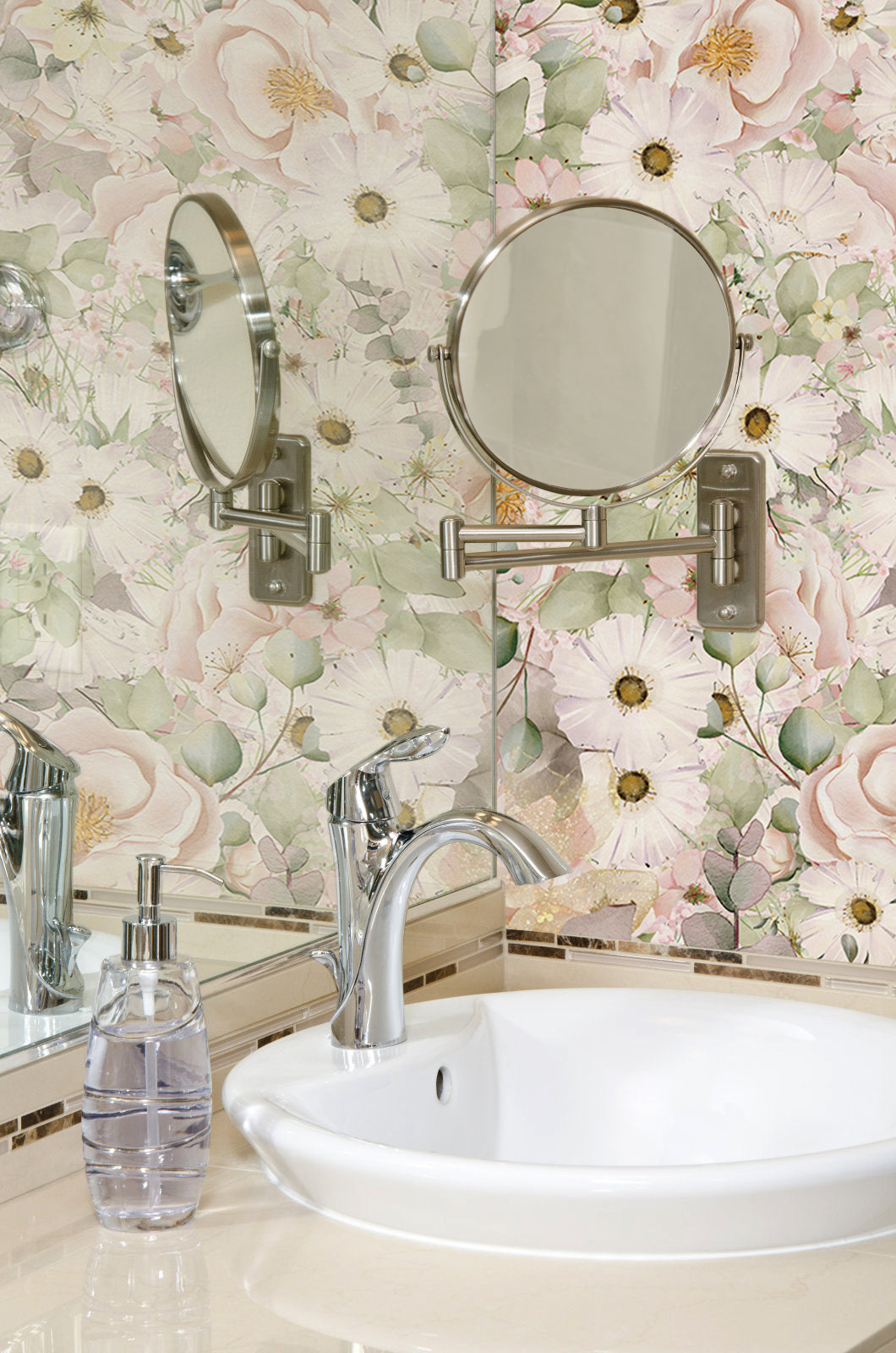 HaokHome 93268 Daisy Florish Wallpaper in Pink/Beige for Girls' Bedroom Wall Decoration