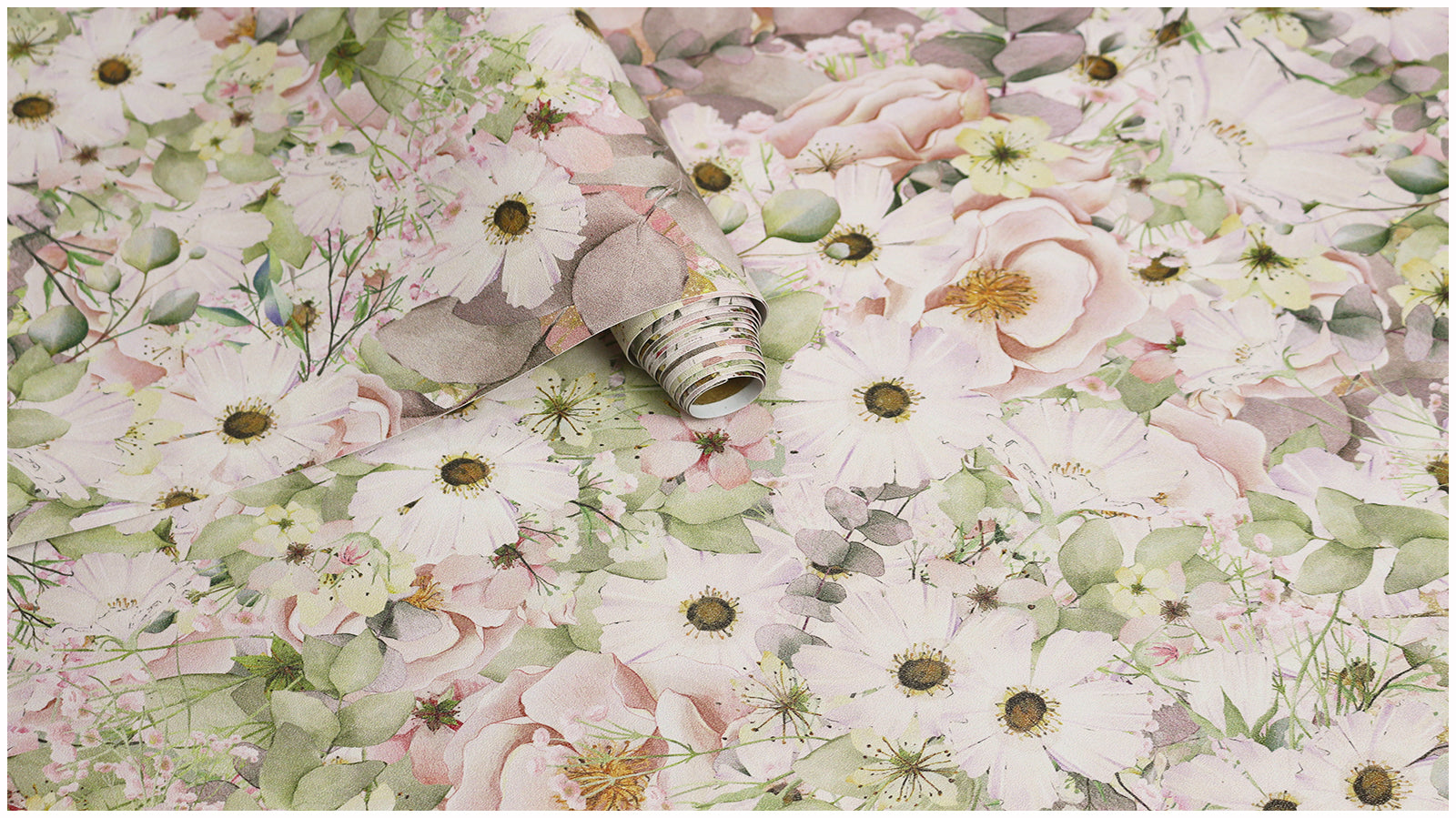 HaokHome 93268 Daisy Florish Wallpaper in Pink/Beige for Girls' Bedroom Wall Decoration