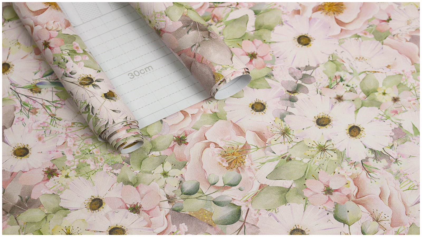 HaokHome 93268 Daisy Florish Wallpaper in Pink/Beige for Girls' Bedroom Wall Decoration