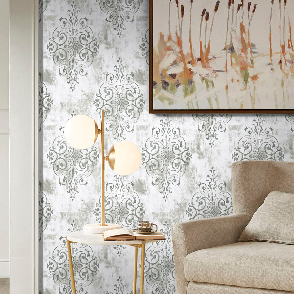 HaokHome 94005-2 Damask Peel and Stick Wallpaper Decorative Vintage Vinyl Wallpaper