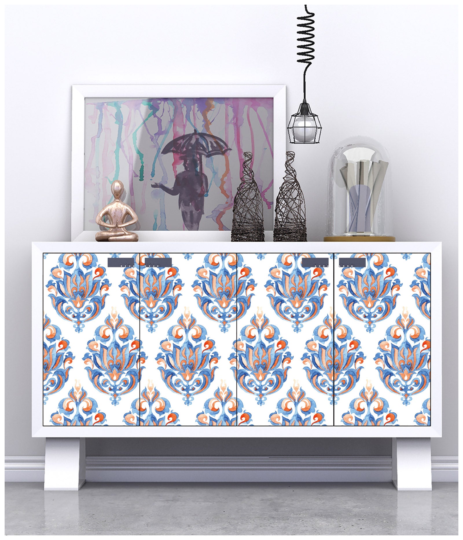 HaokHome 94023 Damask Wallpaper Peel Stick Vintage Wallpaper for Ancient Furniture and Walls Decor