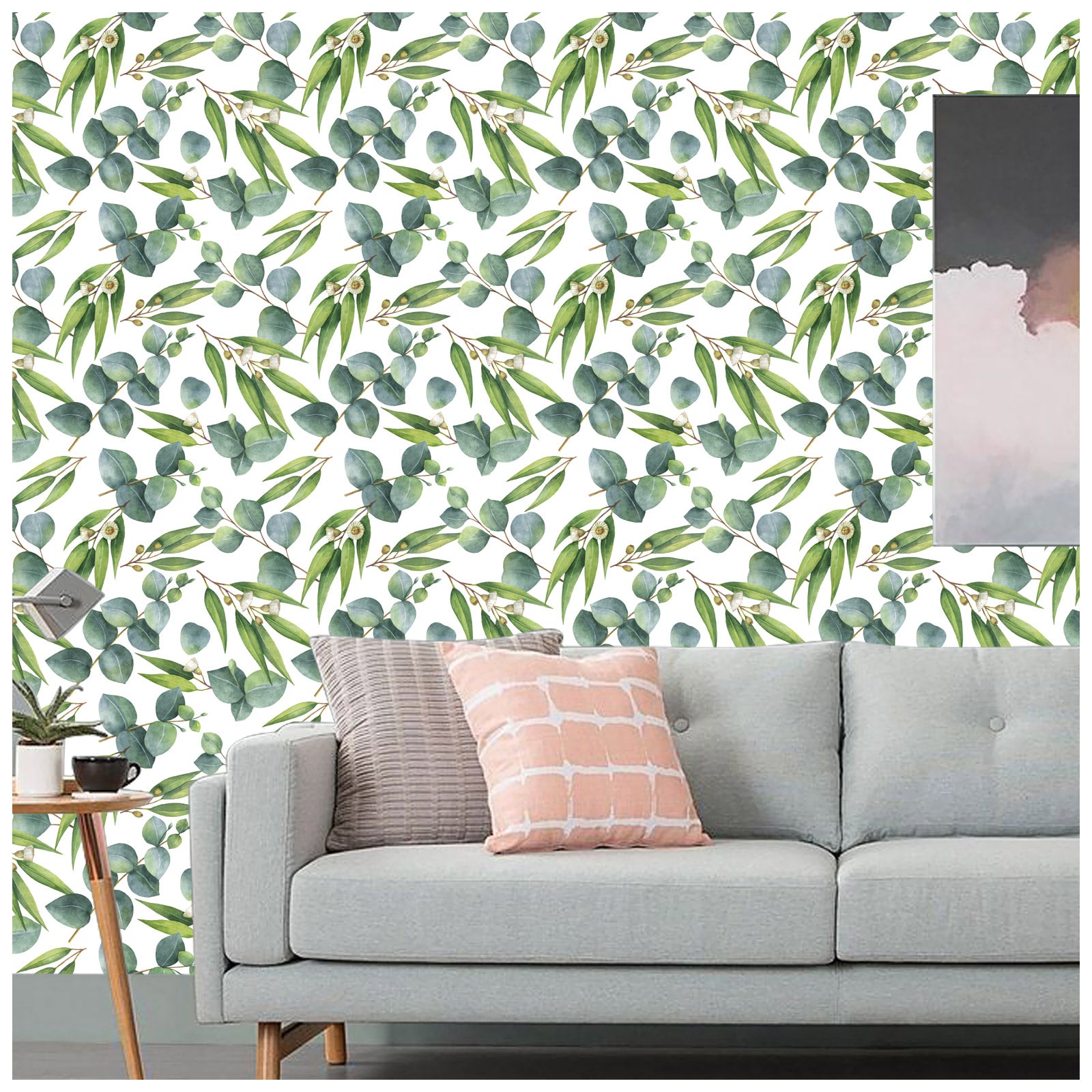 HaokHome 93112 Eucalyptus Leaf Peel and Stick Wallpaper Green Leaves Wall Contact Paper for Rooms Cabinets Shelf