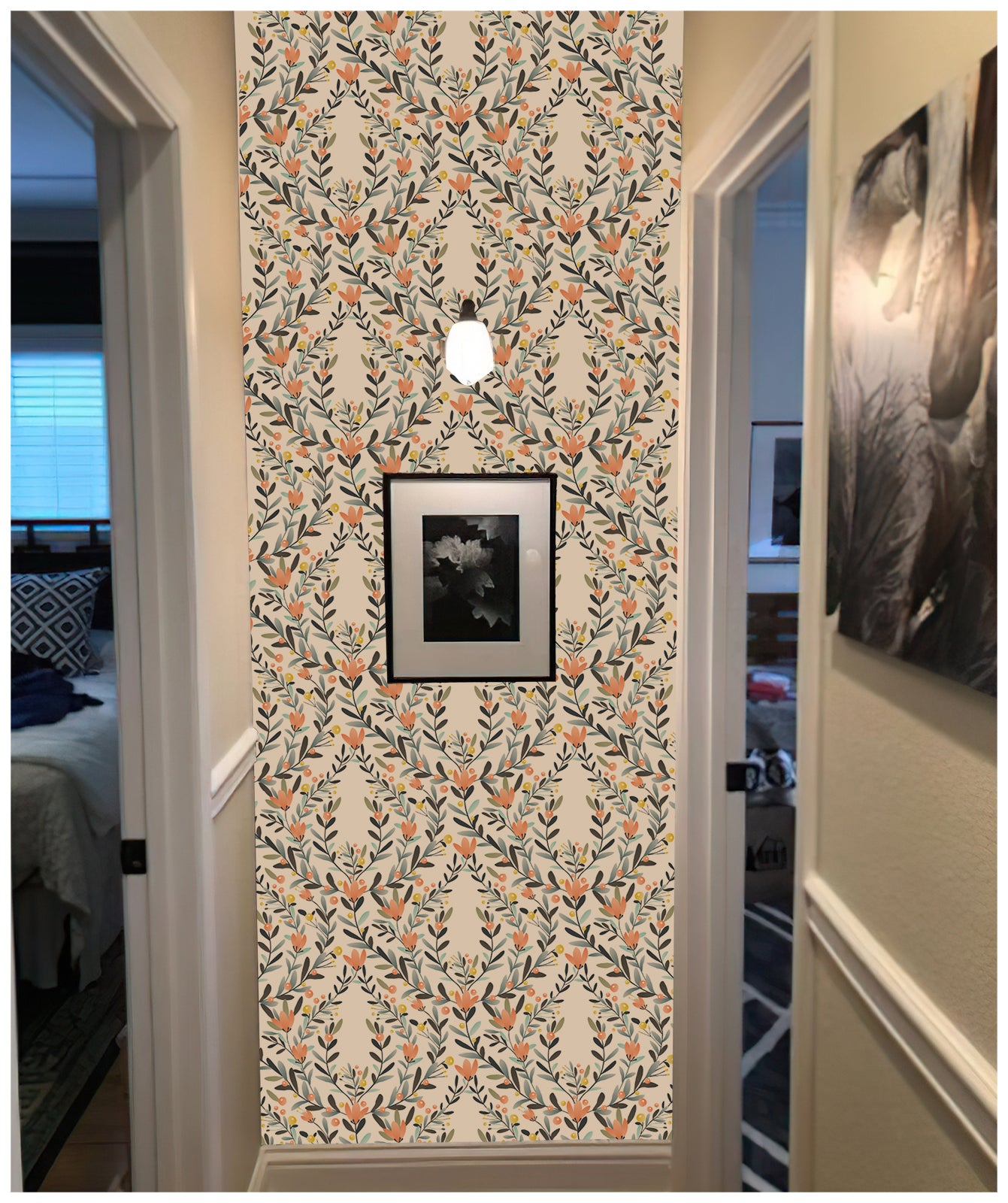 HaokHome 93050 Floral Damask Peel and Stick Wallpaper Vinyl Self Adhesive Home Decor