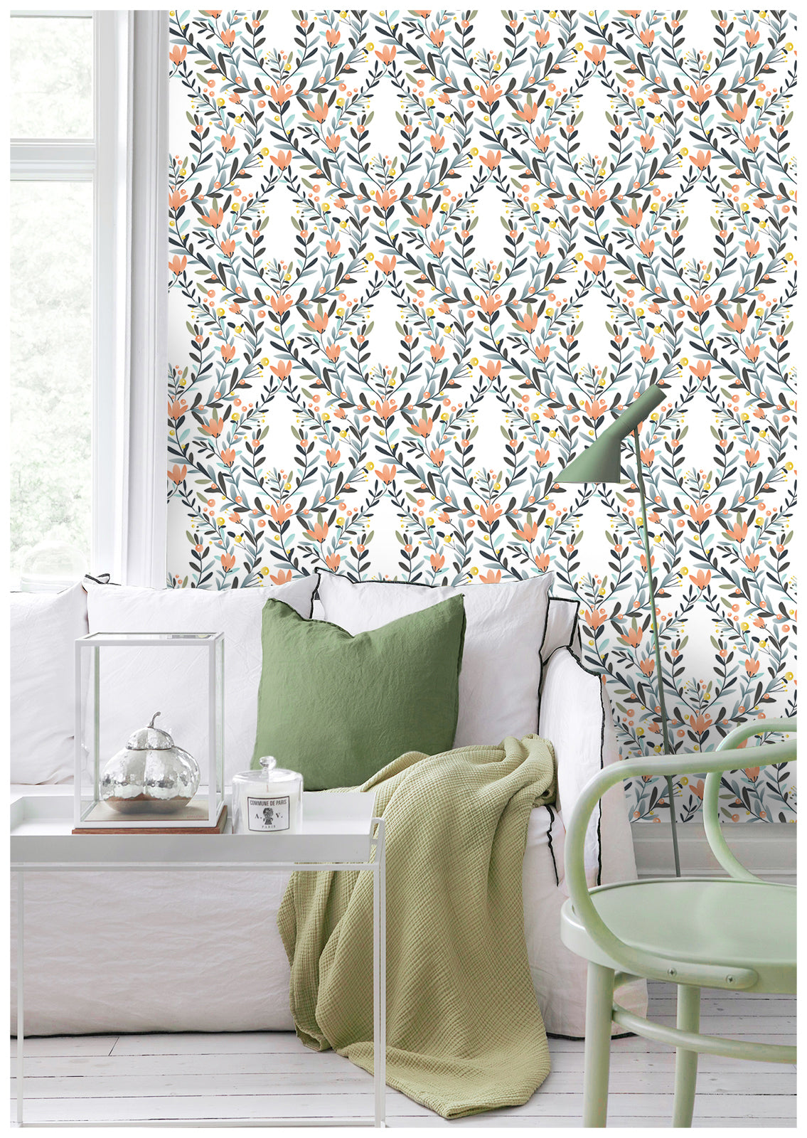 HaokHome 93050 Floral Damask Peel and Stick Wallpaper Vinyl Self Adhesive Home Decor