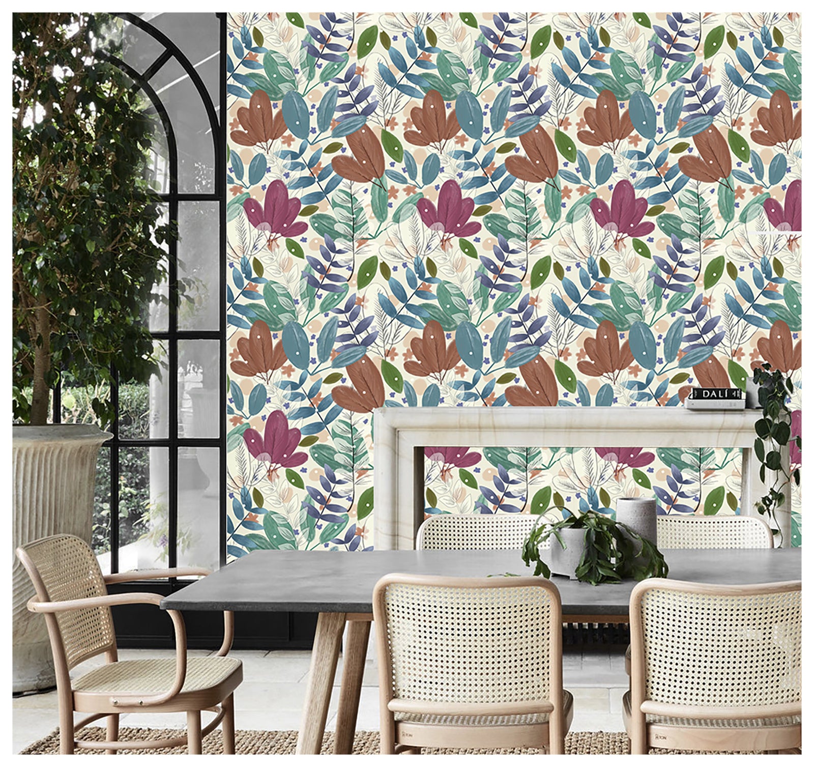 HaokHome 93059 Floral Leaf Peel and Stick Wallpaper Removable Vinyl Self Adhesive Home Decor