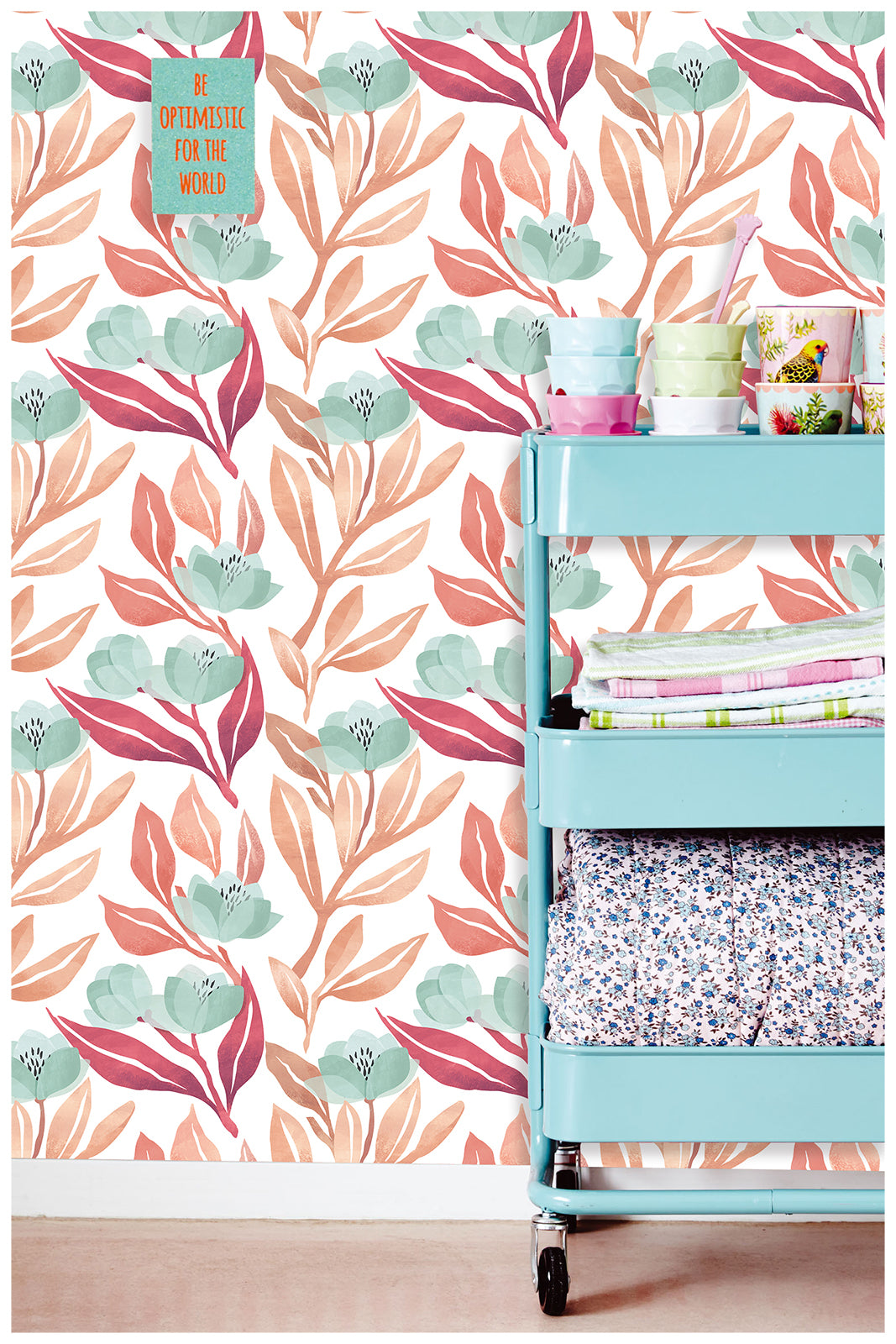 HaokHome 93109 Floral Leaves Peel and Stick Wallpaper Home Wall Removable Wall Decorations