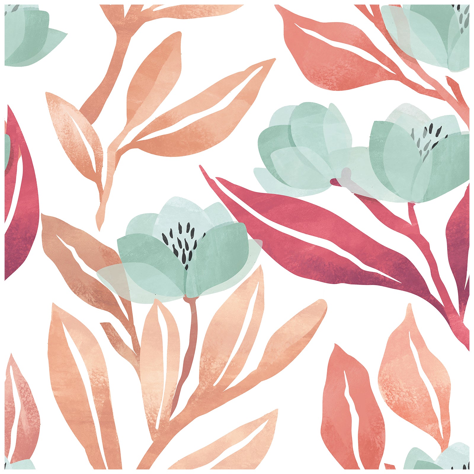 HaokHome 93109 Floral Leaves Peel and Stick Wallpaper Home Wall Removable Wall Decorations