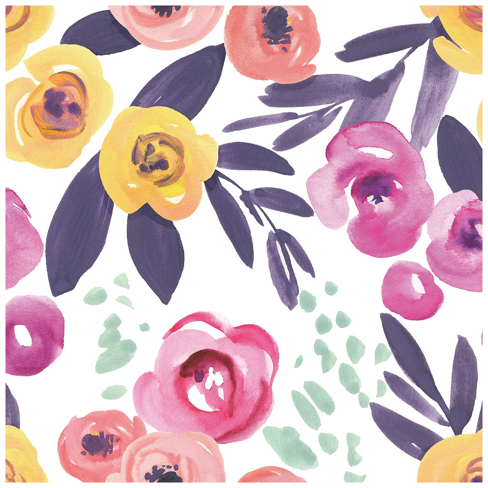 HaokHome 93116 Floral Peel and Stick Wallpaper Watercolor Purple Flowers Boho Wallpaper