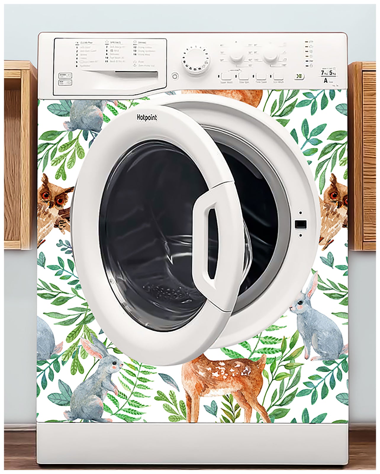 HaokHome 93085 Forest Wallpaper Fairy Animals Peel and Stick Wallpaper with Deer Rabbit Owl Patterned Kids Wallpaper