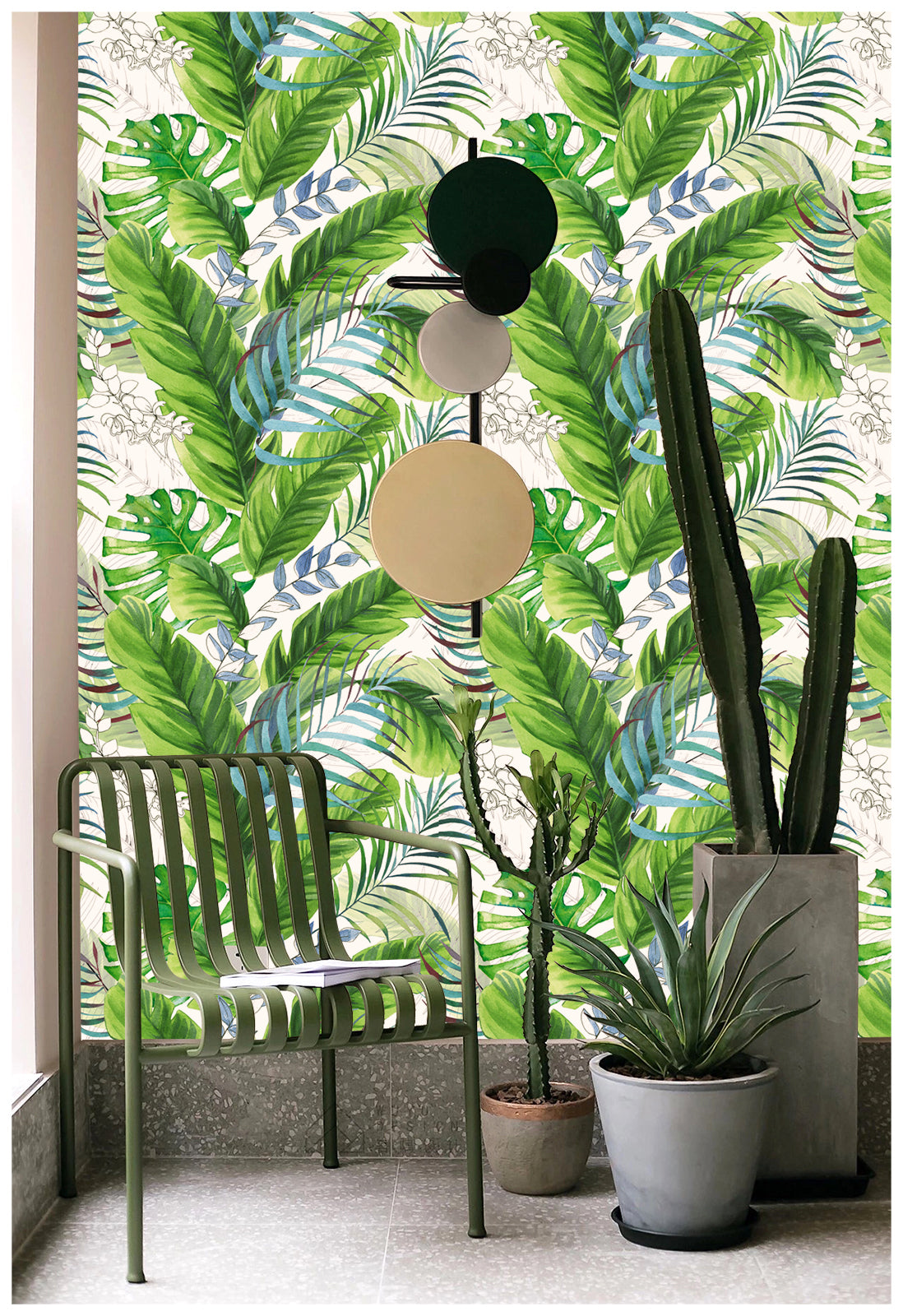 HaokHome 93053 Forest Wallpaper Peel and Stick Tropical Palm Leaf Green Floral Removable Sticky Wall Paper for Home Living Room Wall Decoration