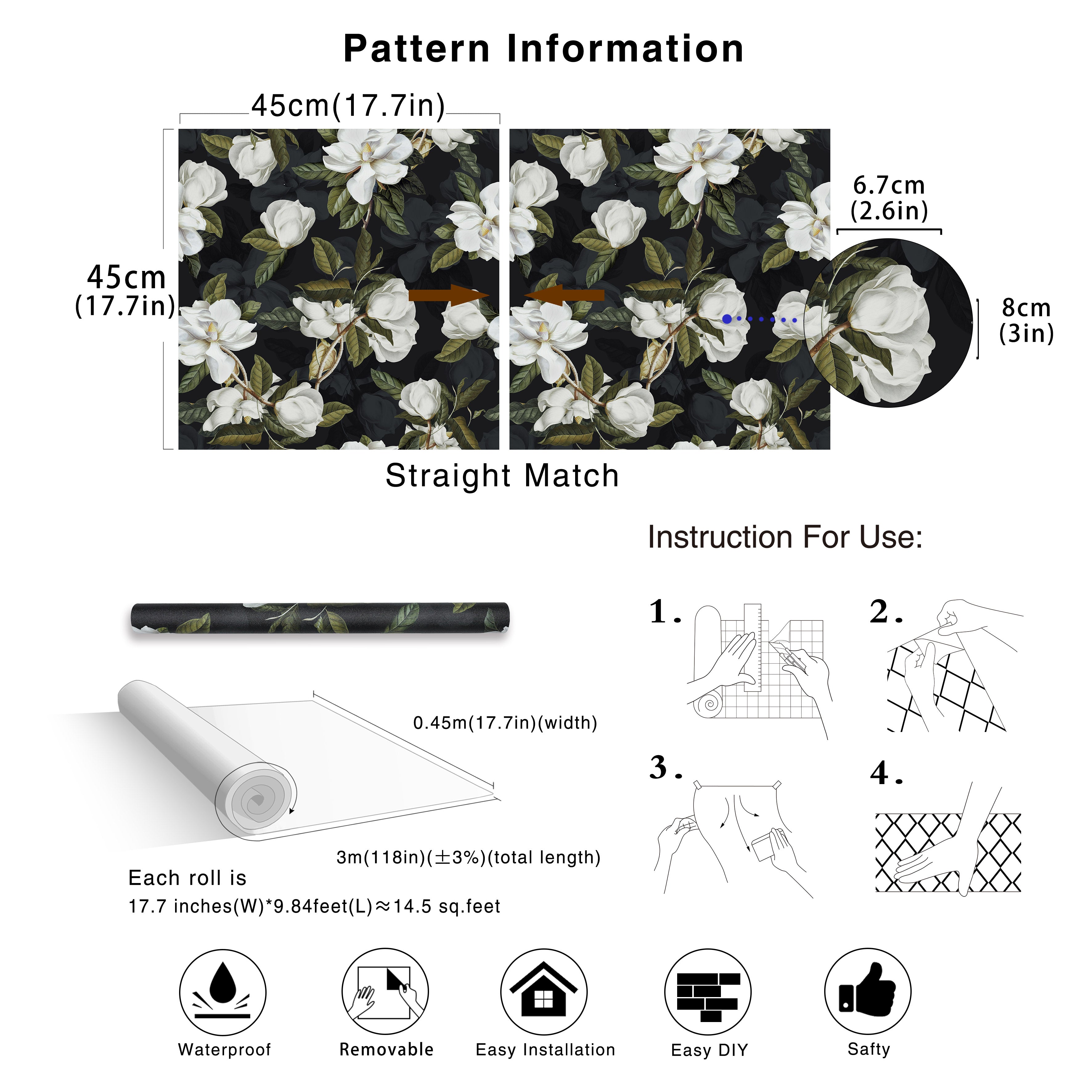 HaokHome 93169-1 Gardenia Floral Peel and Stick Wallpaper Removable Vinyl Self Adhesive Mural Wallpaper