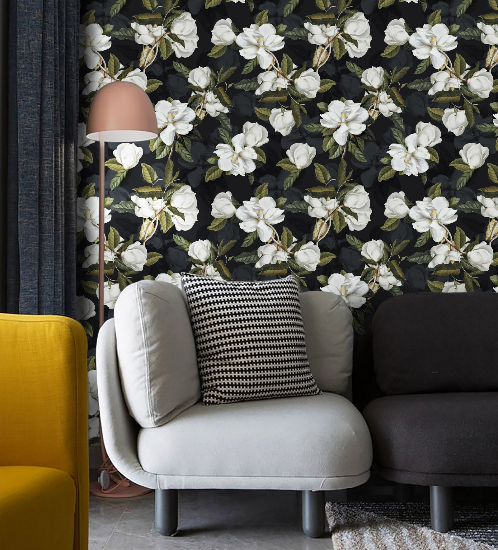 HaokHome 93169-1 Gardenia Floral Peel and Stick Wallpaper Removable Vinyl Self Adhesive Mural Wallpaper