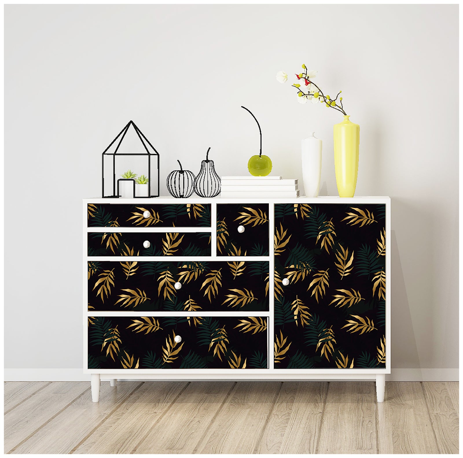 HaokHome 93089 Gold Leaves Peel and Stick Wallpaper Vinyl Self Adhesive Home Decor