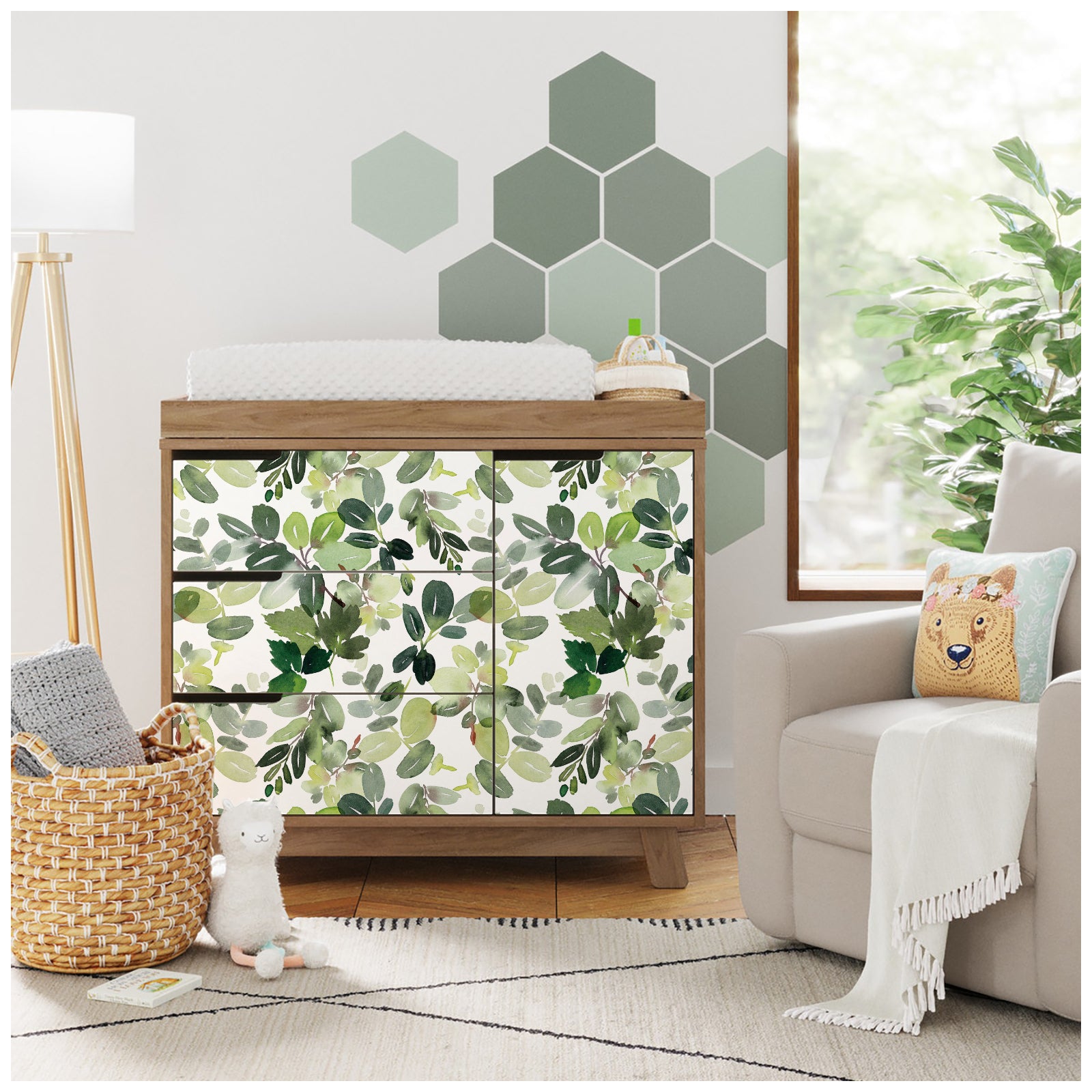 HaokHome 93230 Green Leaf Peel and Stick Wallpaper Removable Self Adhesive Contact Paper