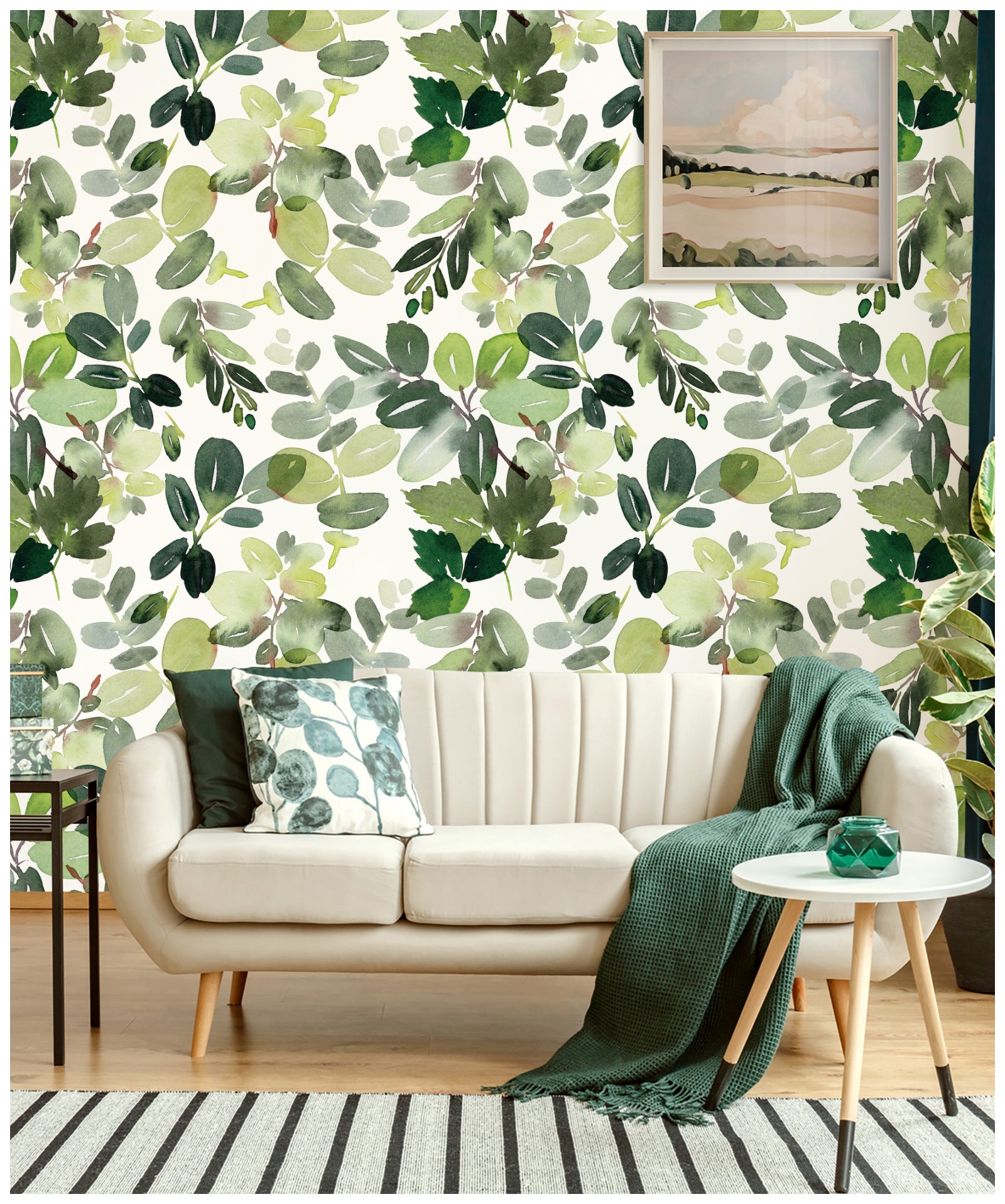 HaokHome 93230 Green Leaf Peel and Stick Wallpaper Removable Self Adhesive Contact Paper