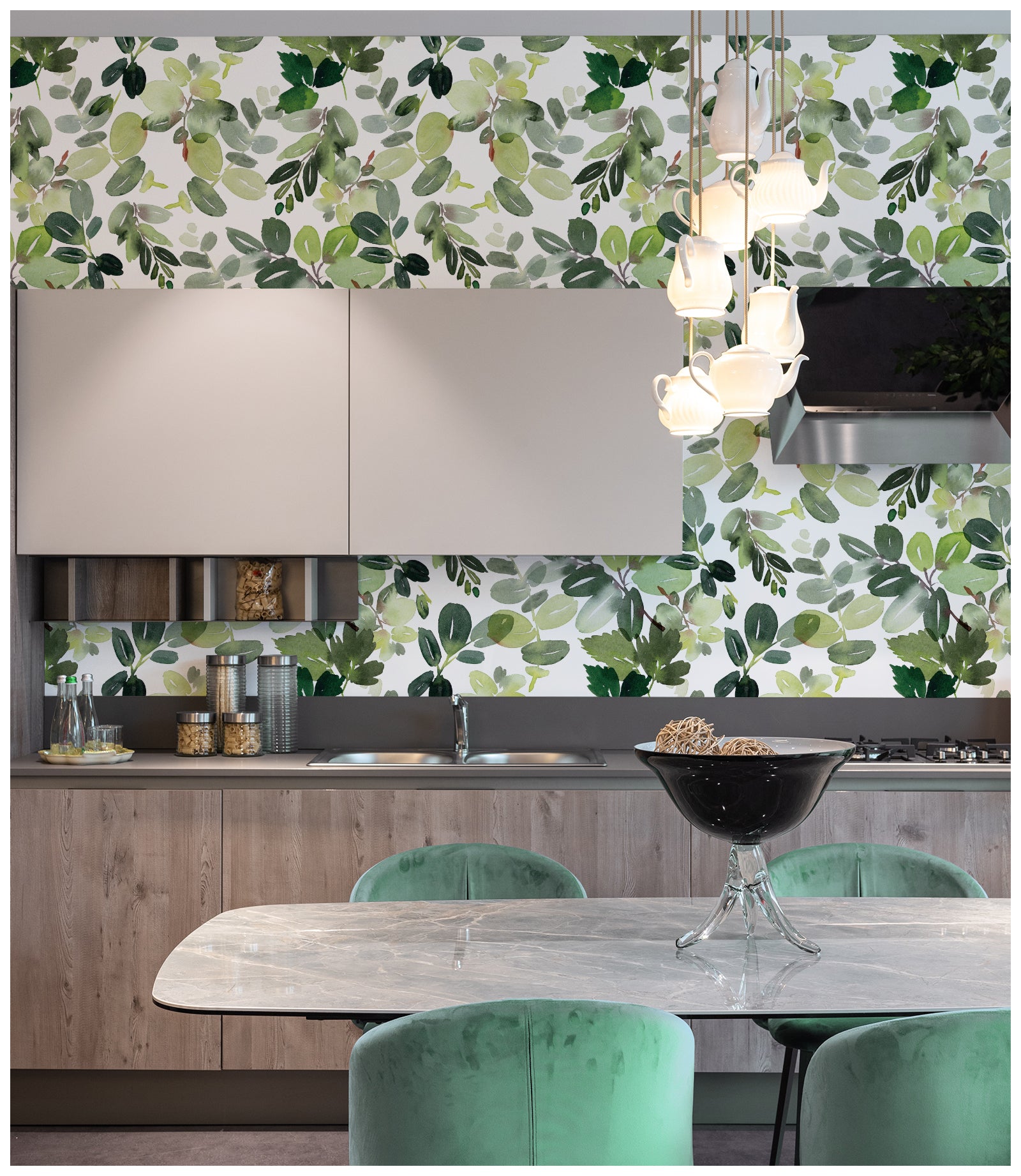 HaokHome 93230 Green Leaf Peel and Stick Wallpaper Removable Self Adhesive Contact Paper
