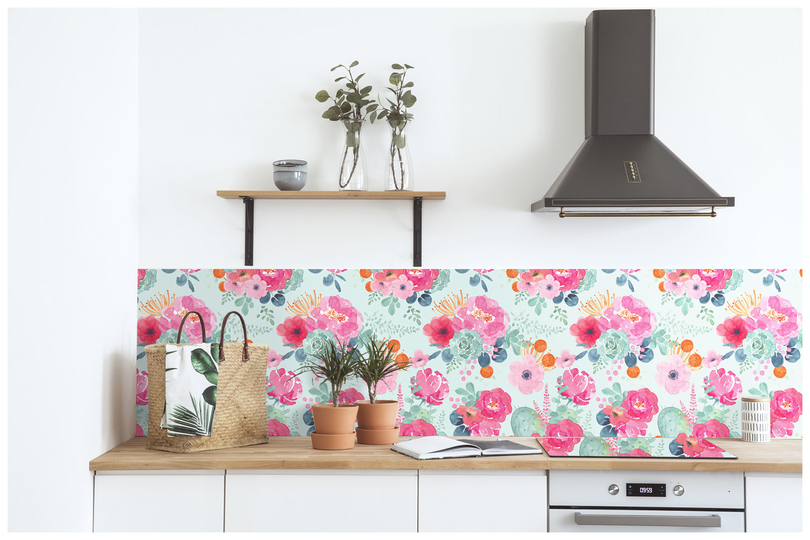 HaokHome 93005-3 Green Peony Floral Peel and Stick Wallpaper Removable Vinyl Decor