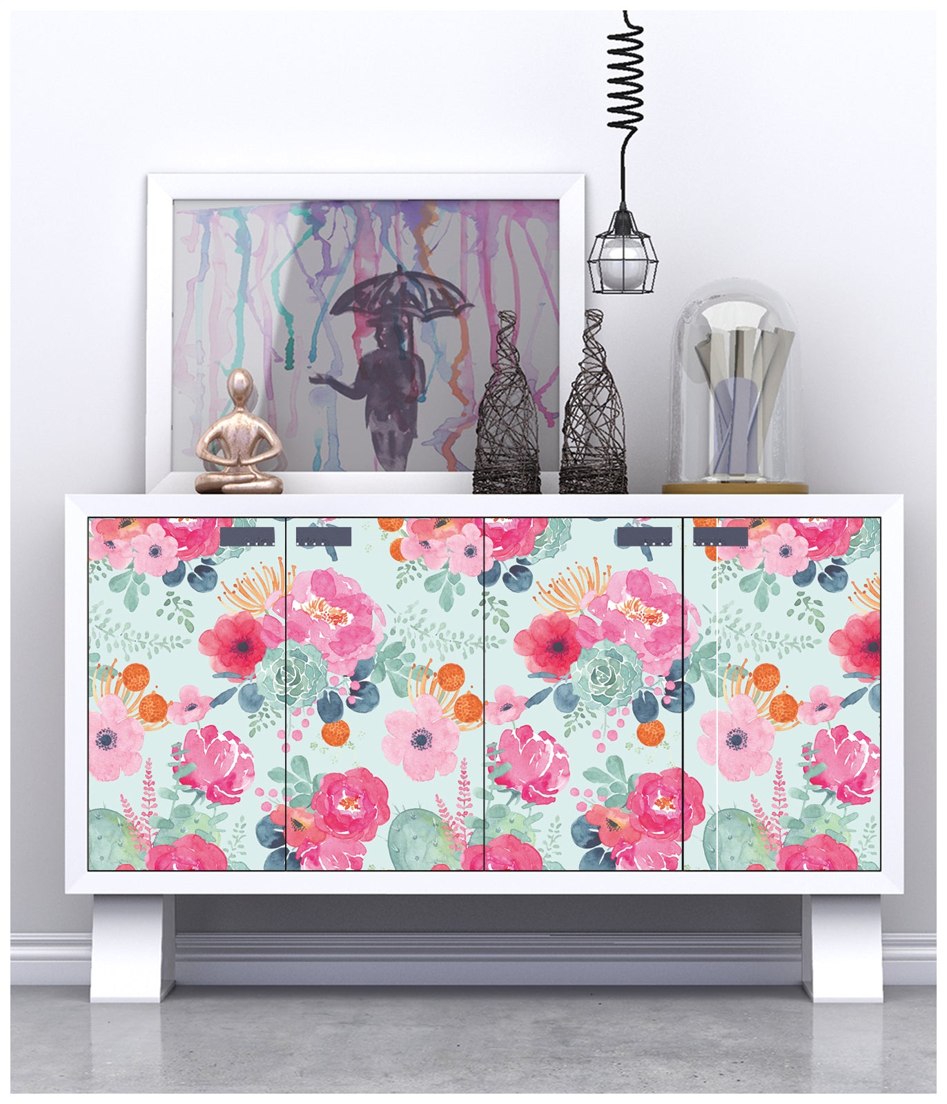 HaokHome 93005-3 Green Peony Floral Peel and Stick Wallpaper Removable Vinyl Decor