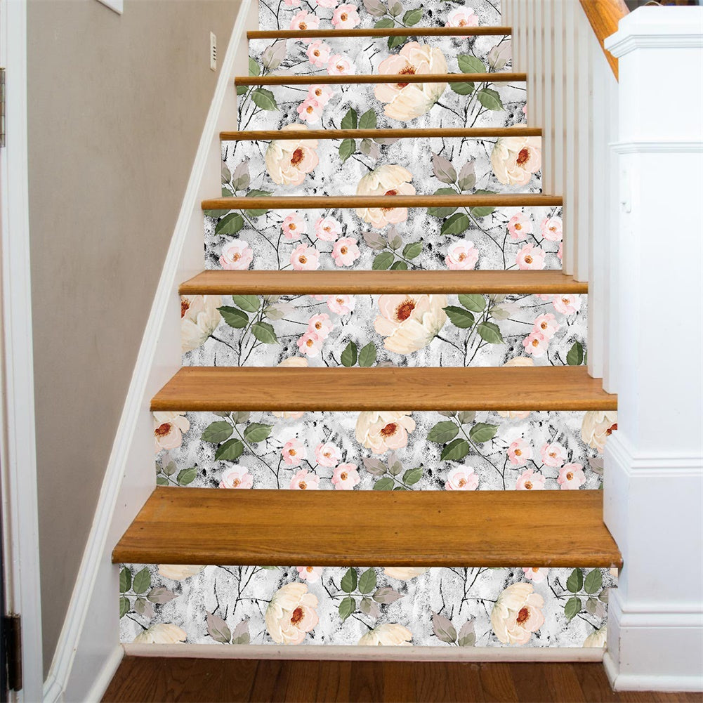 HaokHome 93032 Grey Removable Wallpaper Peel and Stick Flowers Leaf Floral Wall Paper Sticker Pull and Stick