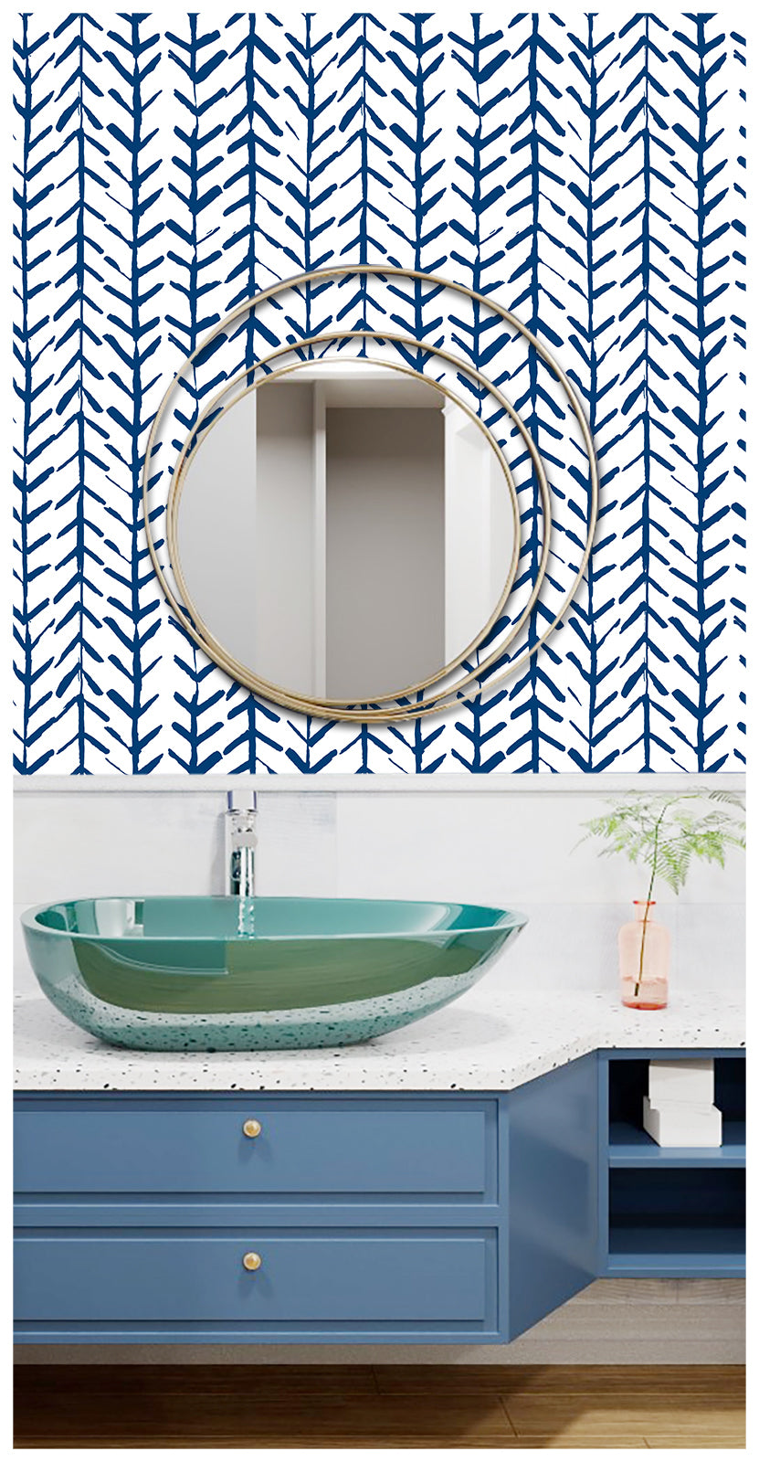 Indigo Geometric Wall Paper Peel and Stick Contact Paper for Cabinets Navy Blue Minimalist Removable Wall Paper