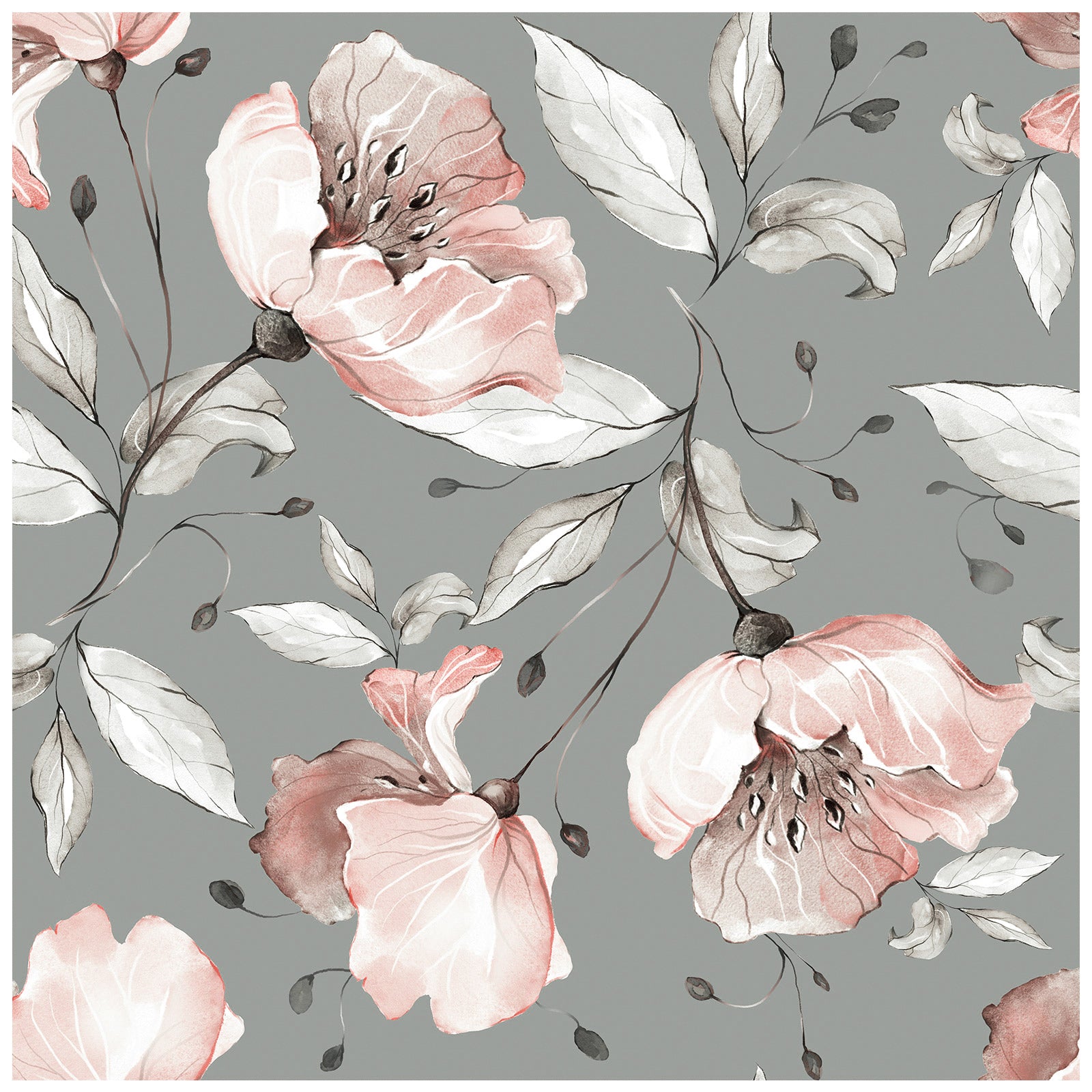 floral wallpaper with grey background