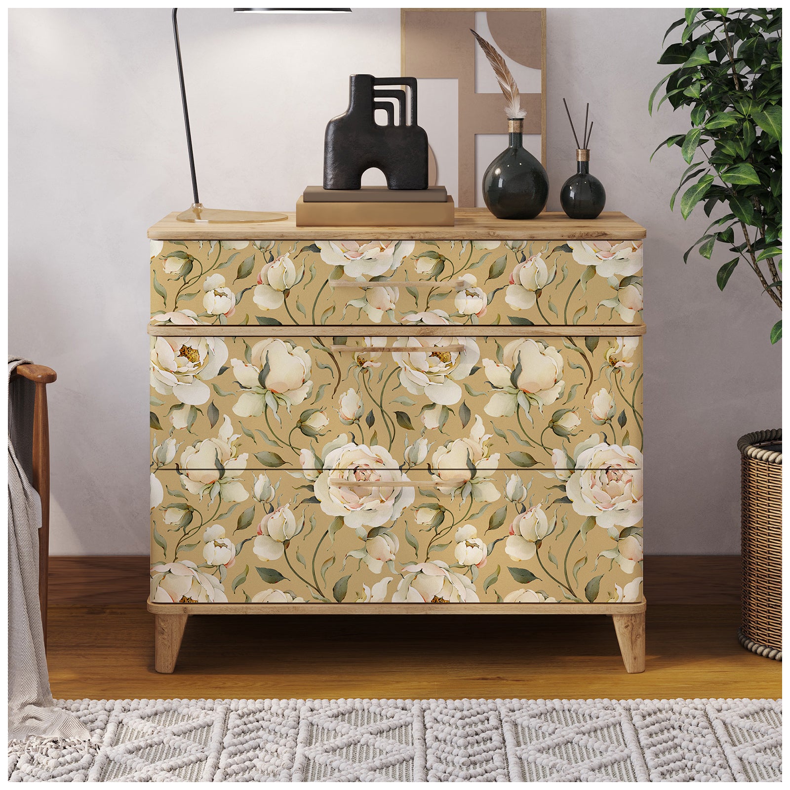 HaokHome 93242-3 Large Rose Peel and Stick Wallpaper Removable Vinyl Self Adhesive DIY Decor