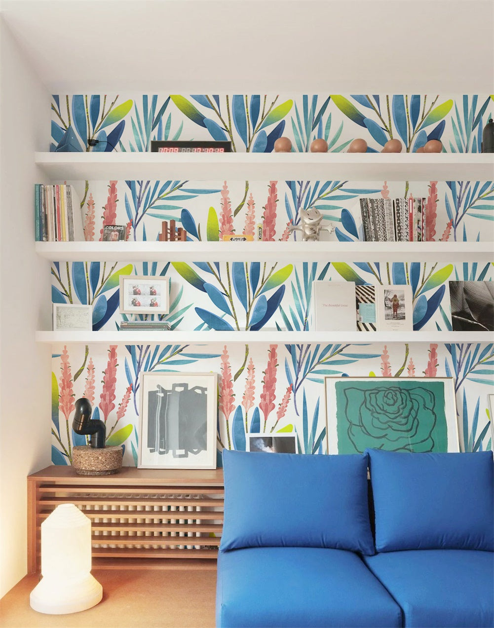 HaokHome 93028 Leaf Floral Peel and Stick Wallpaper Watercolor Flowers Removable Shelf Liner Contact Paper for Bedroom Bathroom