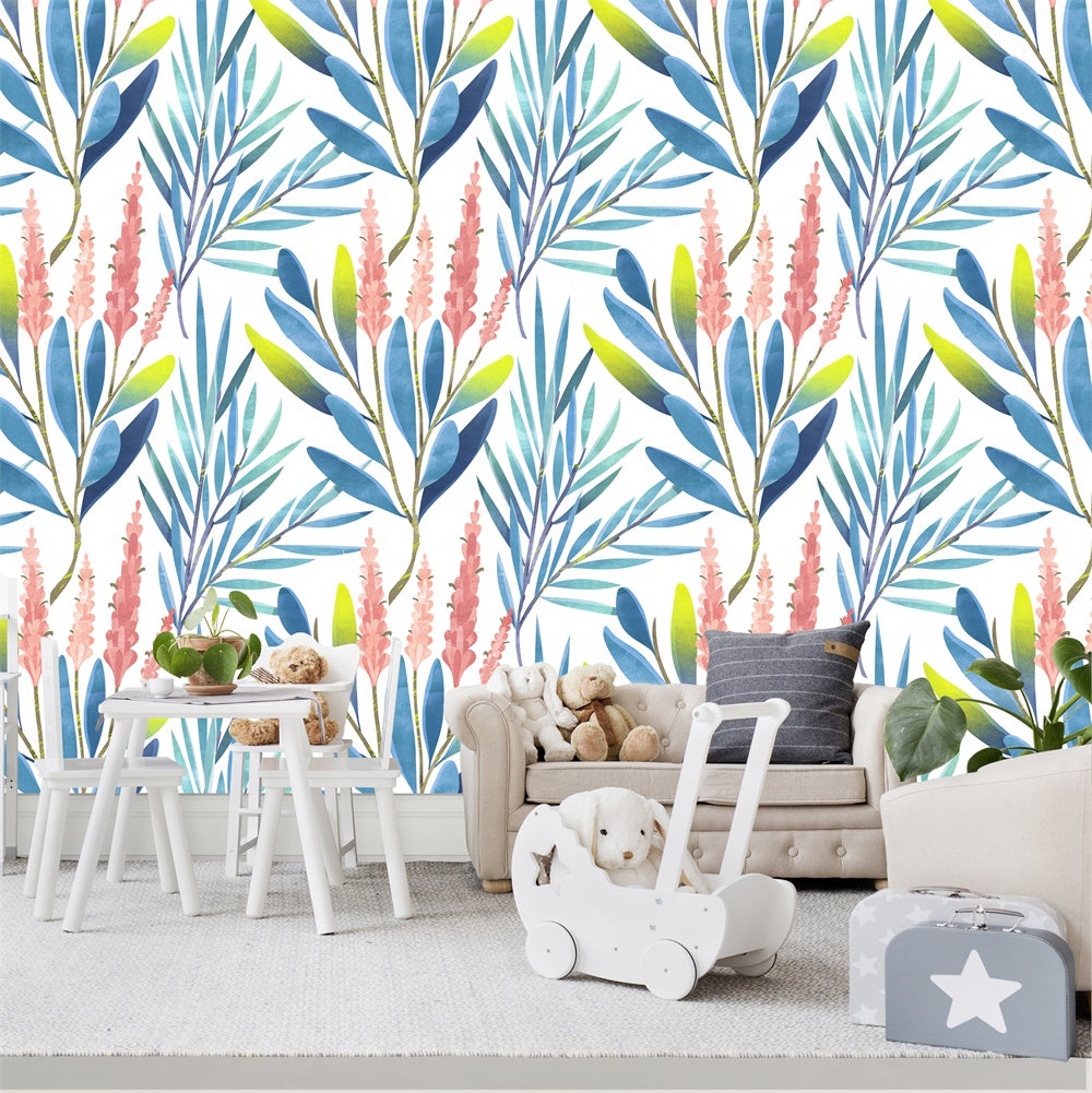 HaokHome 93028 Leaf Floral Peel and Stick Wallpaper Watercolor Flowers Removable Shelf Liner Contact Paper for Bedroom Bathroom