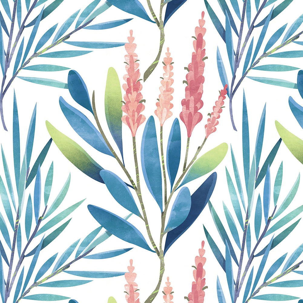 HaokHome 93028 Leaf Floral Peel and Stick Wallpaper Watercolor Flowers Removable Shelf Liner Contact Paper for Bedroom Bathroom