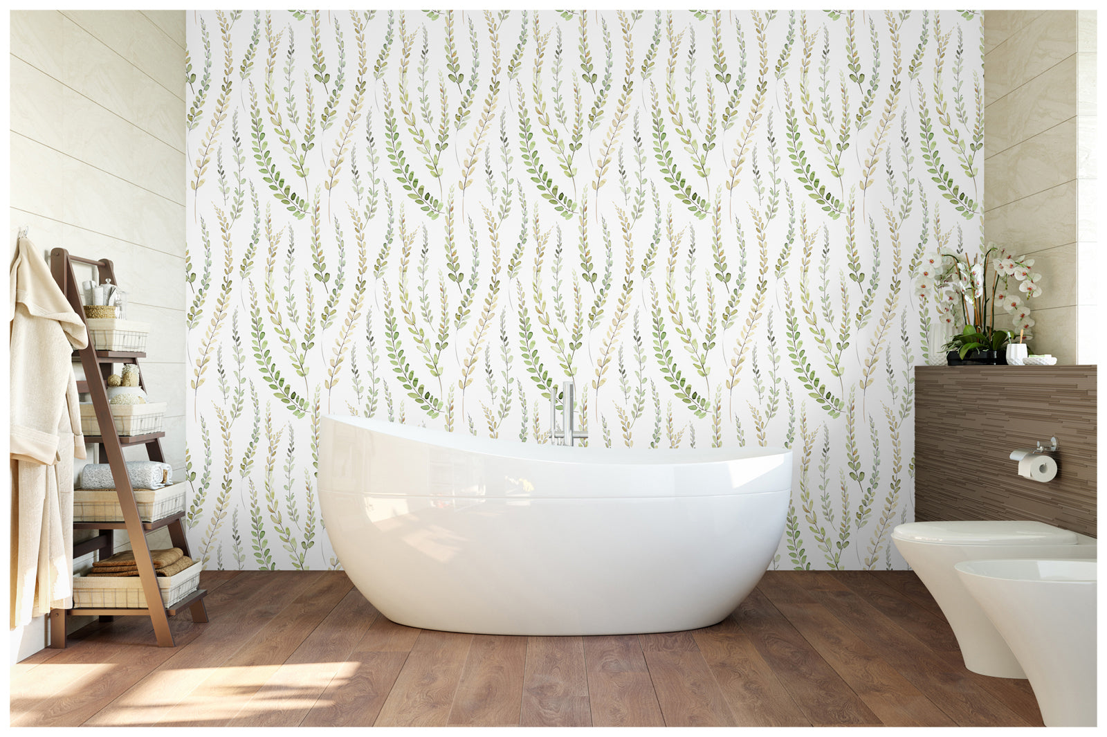 HaokHome 93041 Leaf Peel and Stick Wallpaper Green White Yellow Season Leaves Wall Boho Wall Contact Paper Mural for Home Nursery Decor