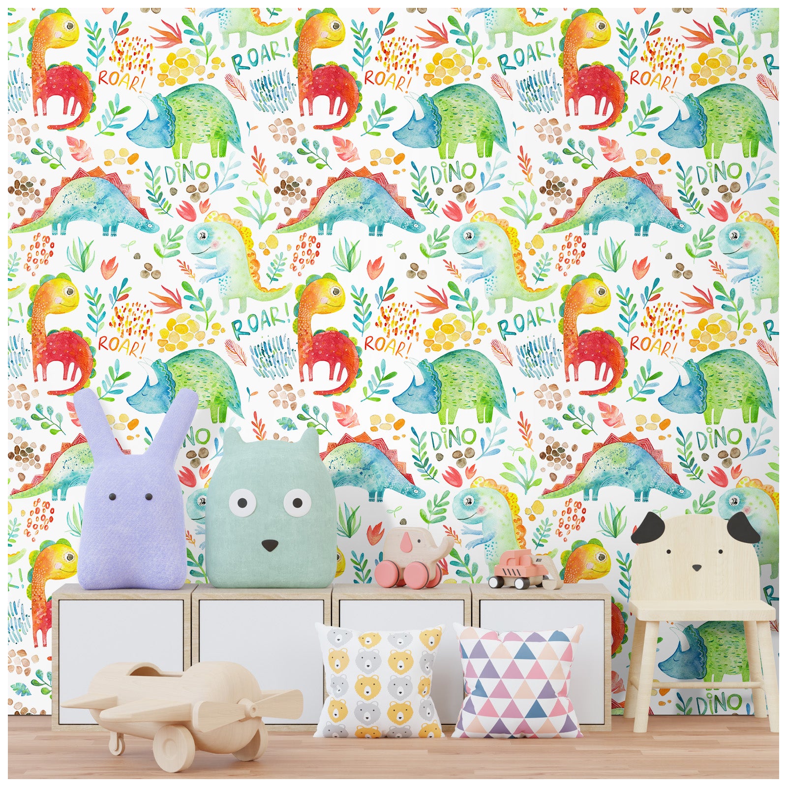 HaokHome 99034-2 Peel and Stick Wallpaper Dinosaur Cartoon Self Adhesive Wallpaper for Kids Bedroom Classroom