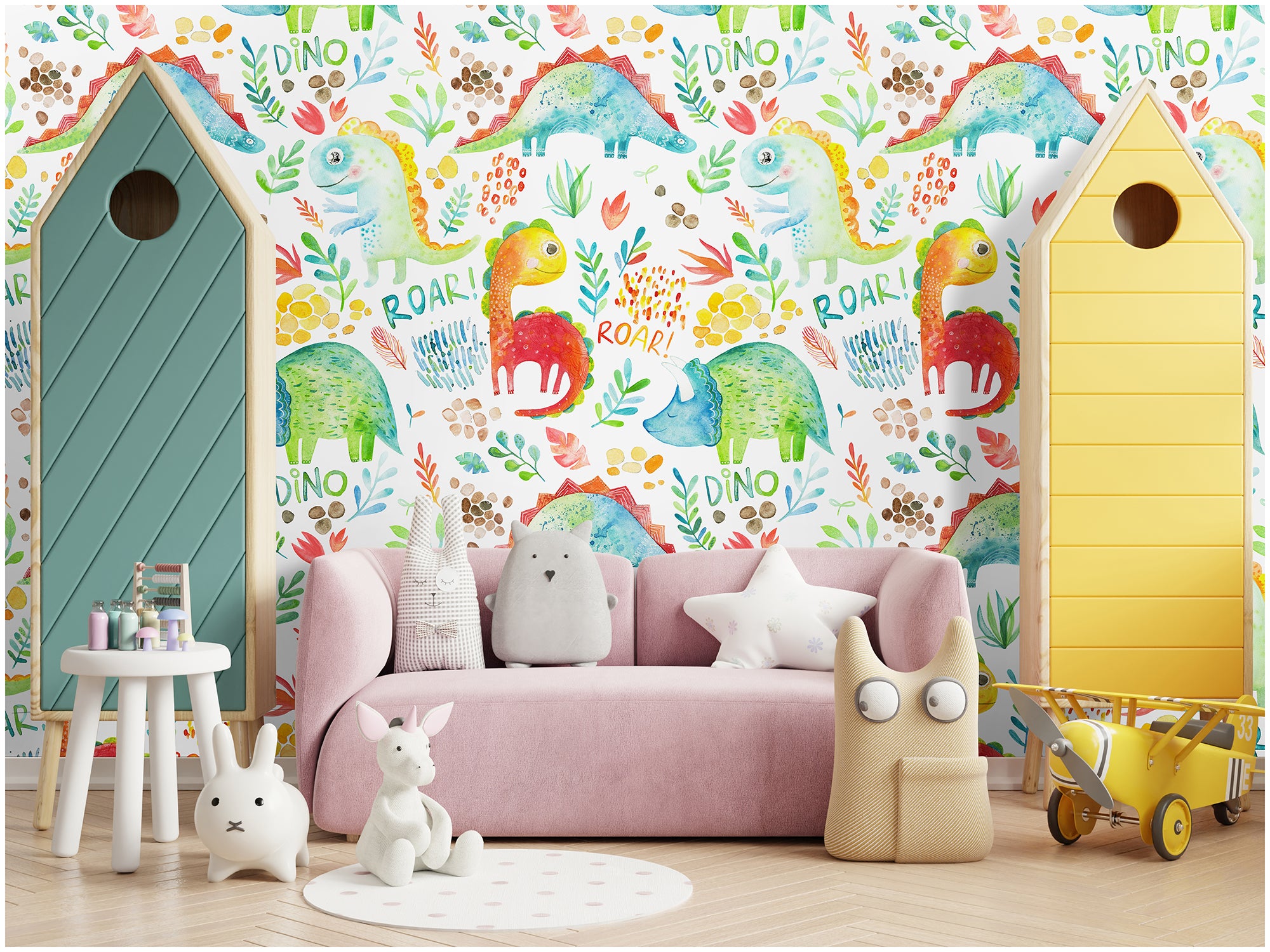 HaokHome 99034-2 Peel and Stick Wallpaper Dinosaur Cartoon Self Adhesive Wallpaper for Kids Bedroom Classroom