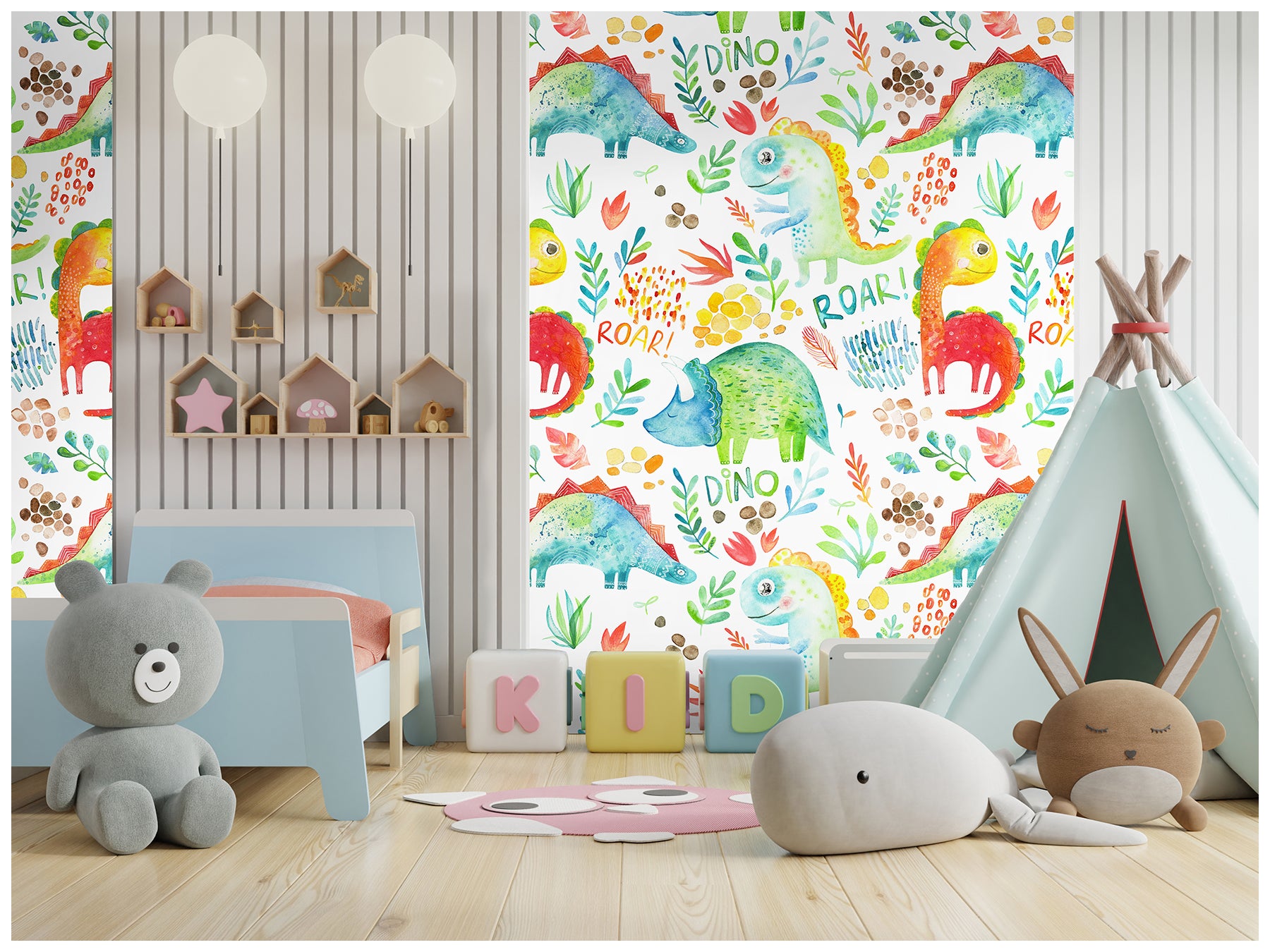 HaokHome 99034-2 Peel and Stick Wallpaper Dinosaur Cartoon Self Adhesive Wallpaper for Kids Bedroom Classroom