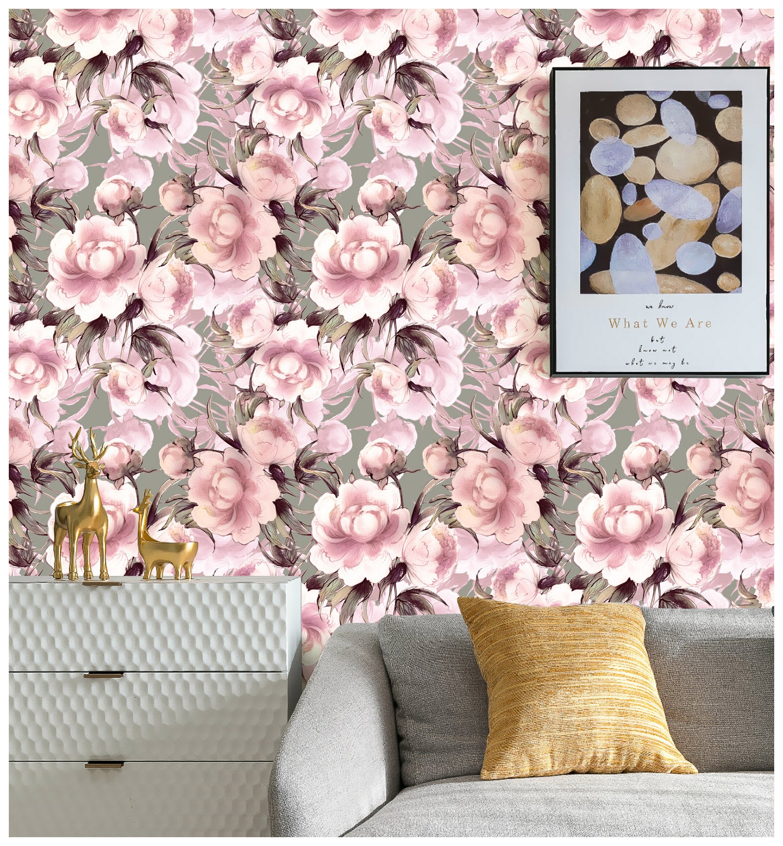 HaokHome 93154 Peonies Floral Peel and Stick Wallpaper Removable Home Decor Vinyl ContactPaper