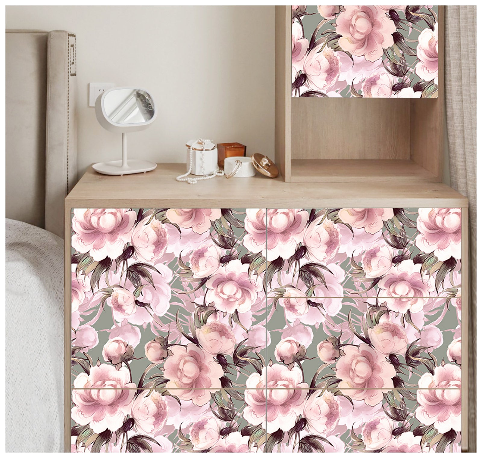 HaokHome 93154 Peonies Floral Peel and Stick Wallpaper Removable Home Decor Vinyl ContactPaper