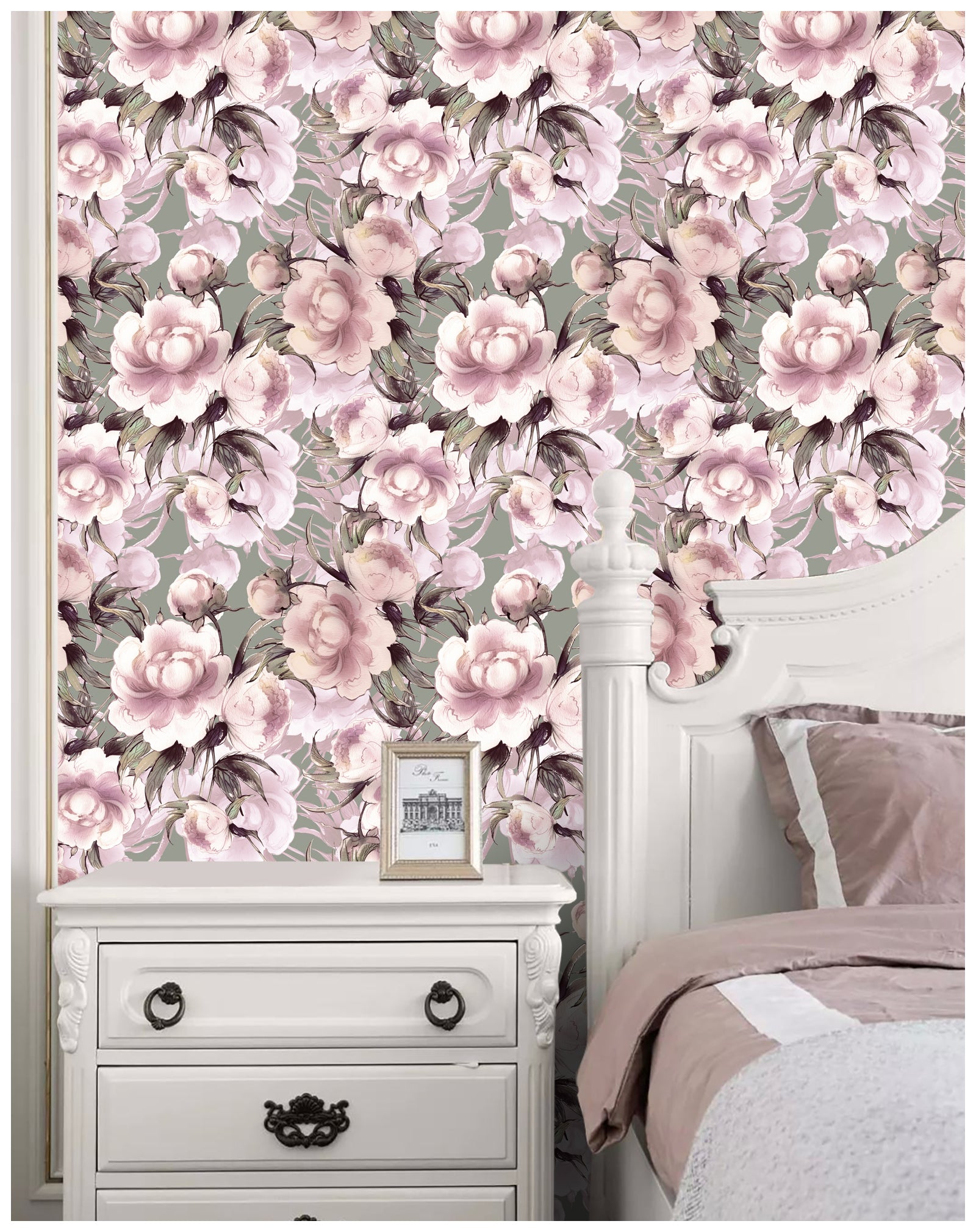 HaokHome 93154 Peonies Floral Peel and Stick Wallpaper Removable Home Decor Vinyl ContactPaper