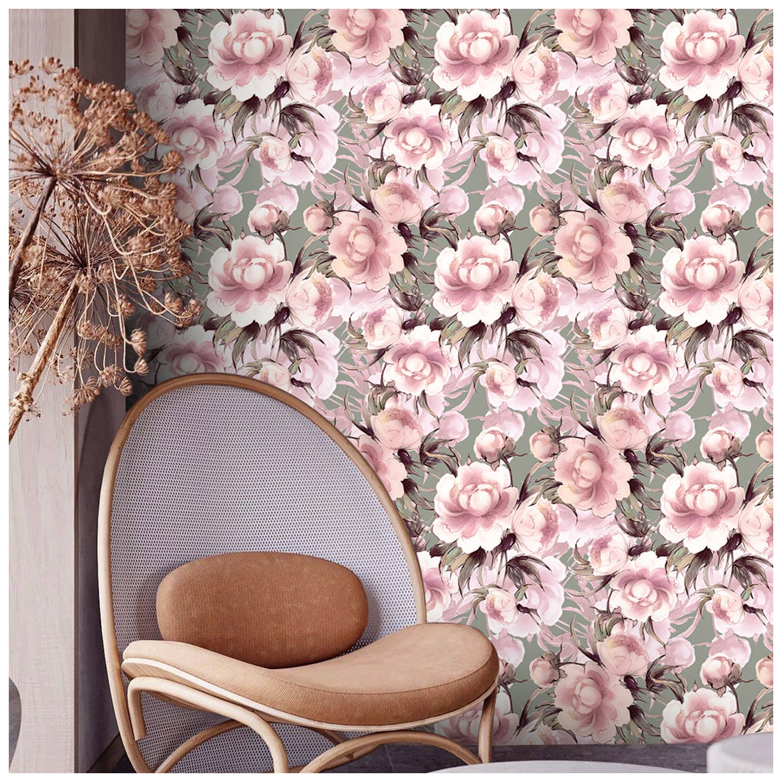 HaokHome 93154-2 Peonies Floral Rose Peel and Stick Wallpaper Removable Vinyl Self Adhesive ContactPaper