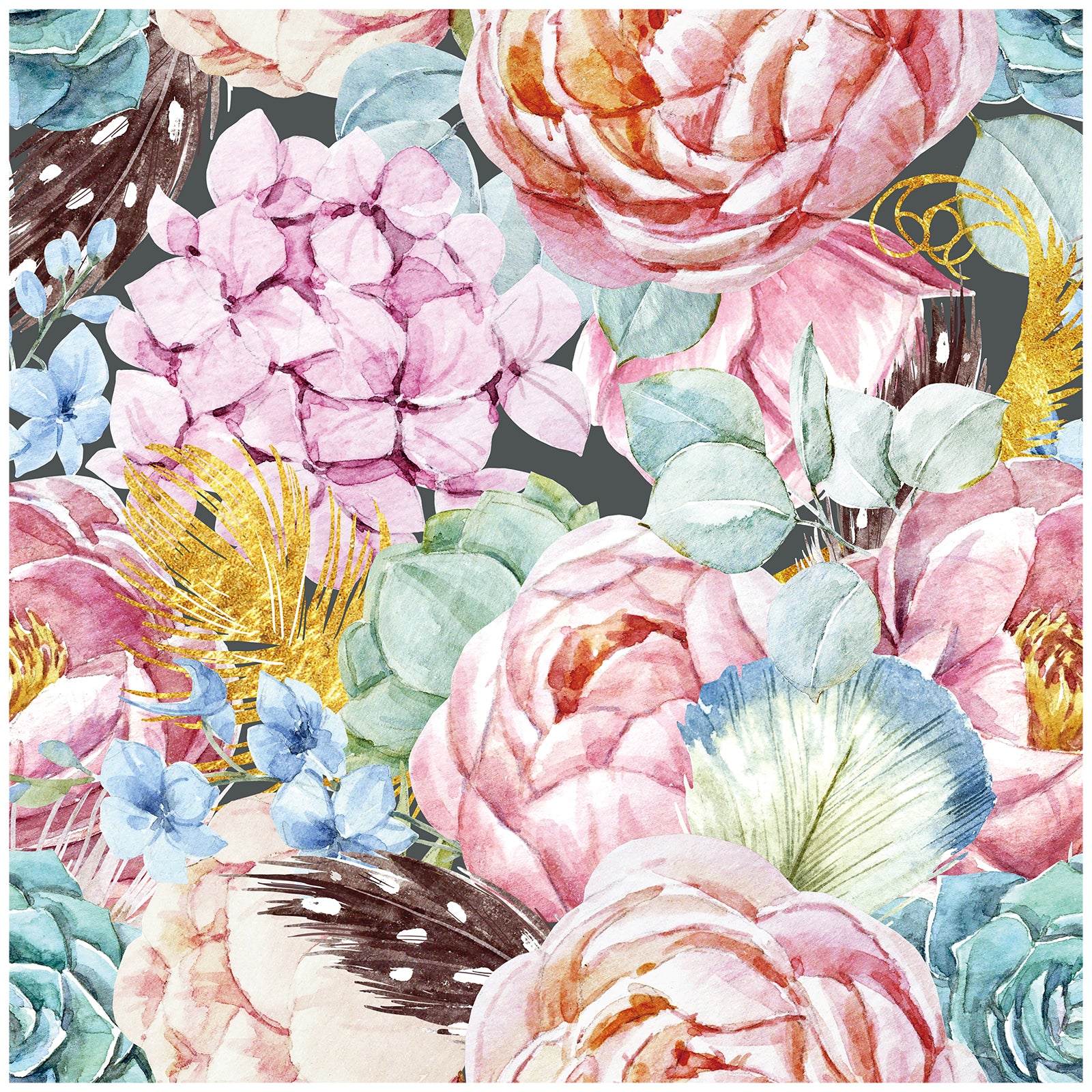 HaokHome 93071 Peony Floral Peel and Stick Wallpaper Removable BOHO Decoration