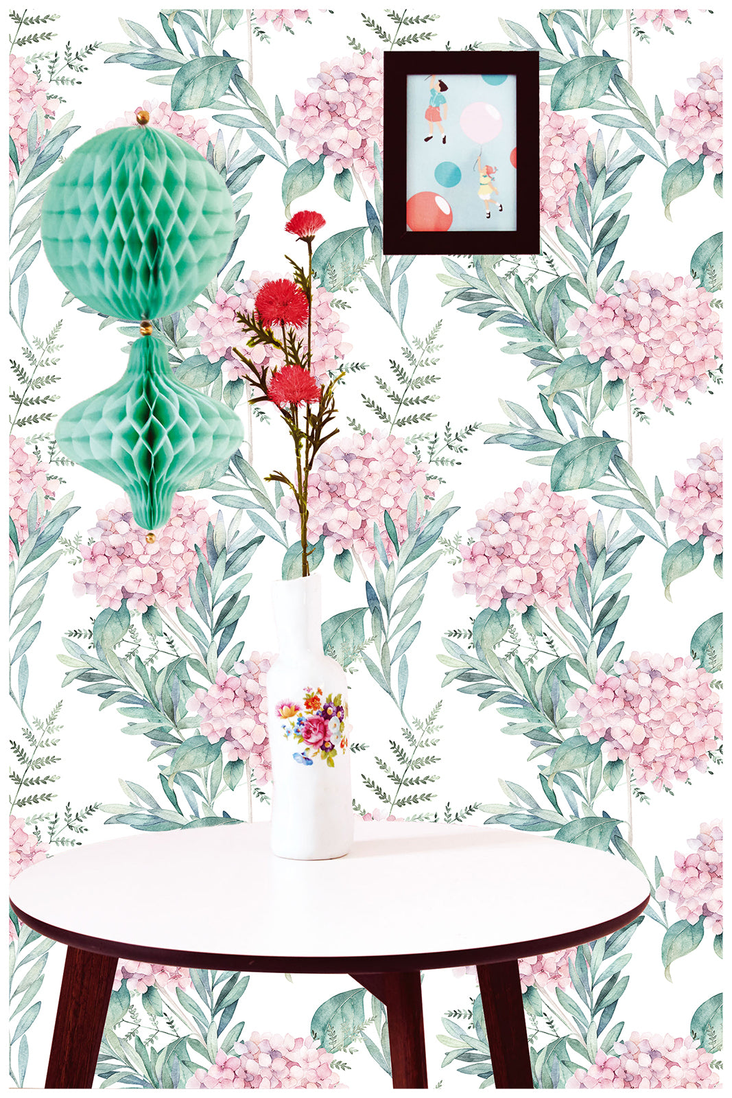 HaokHome 93123 Pink Floral Peony Peel and Stick Wallpaper Vinyl Removable Home Drcor