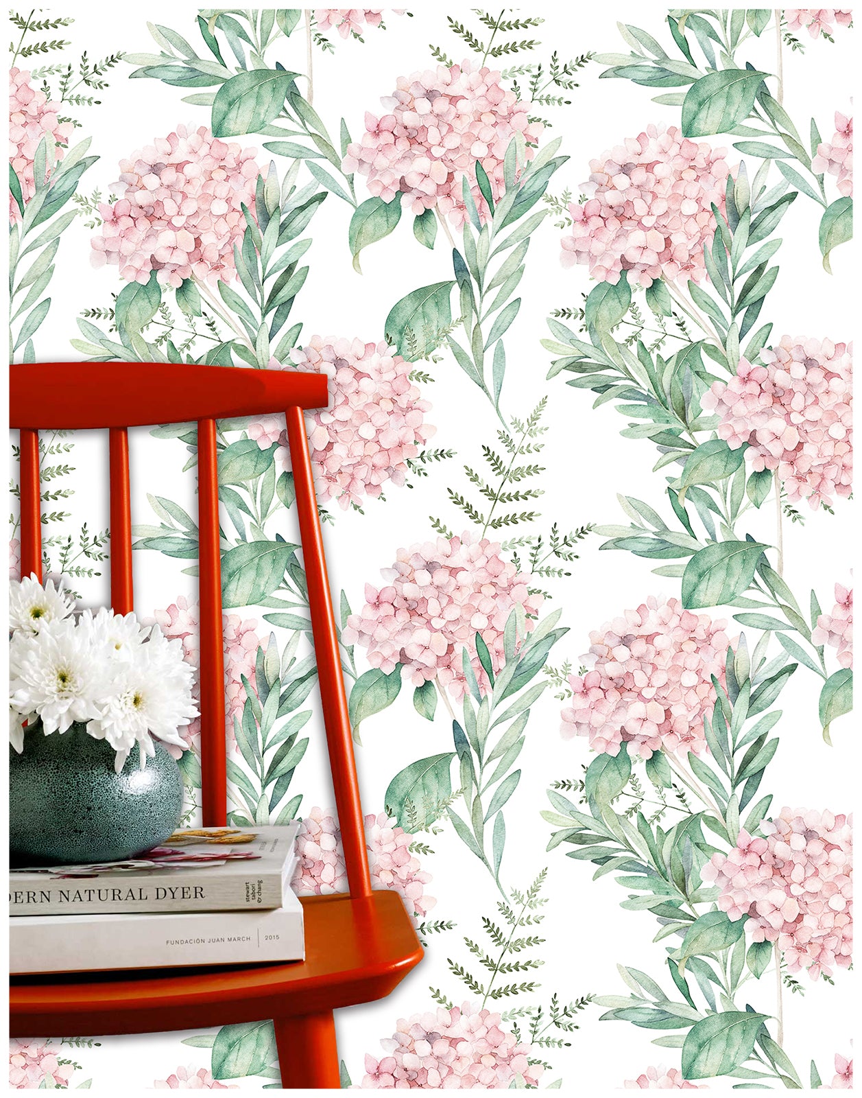 HaokHome 93123 Pink Floral Peony Peel and Stick Wallpaper Vinyl Removable Home Drcor