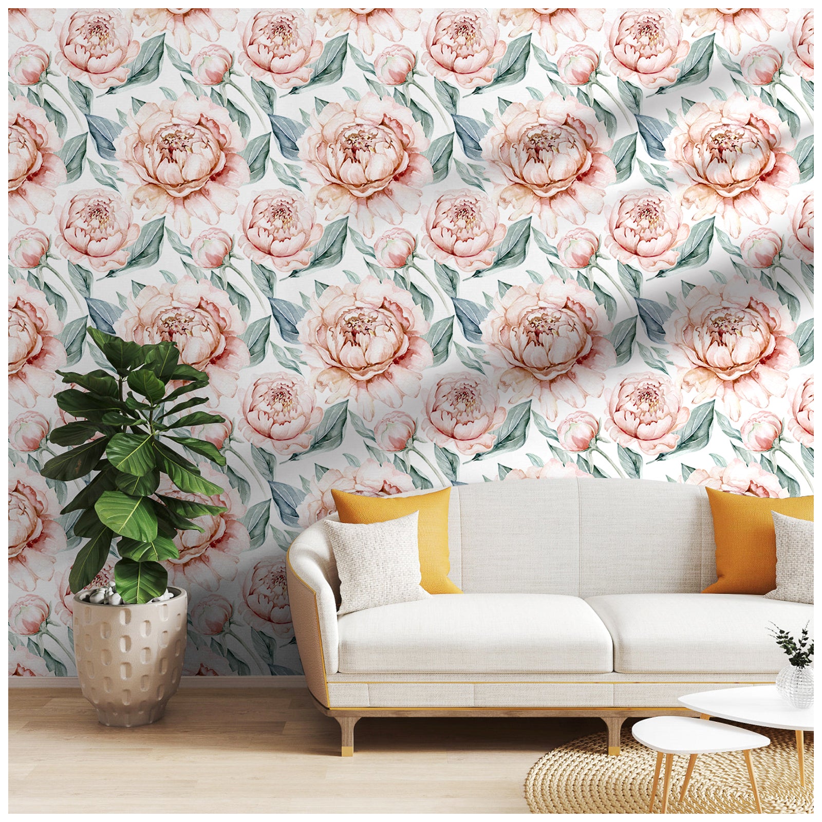 HaokHome 93237 Pink Floral Wallpaper Peel and Stick Large Flower Removable Wall Paper