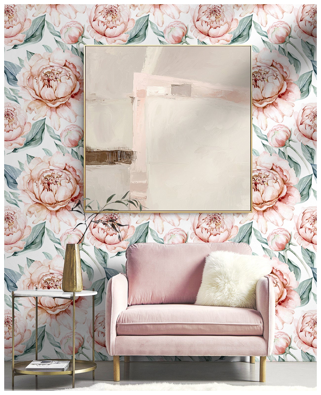 HaokHome 93237 Pink Floral Wallpaper Peel and Stick Large Flower Removable Wall Paper