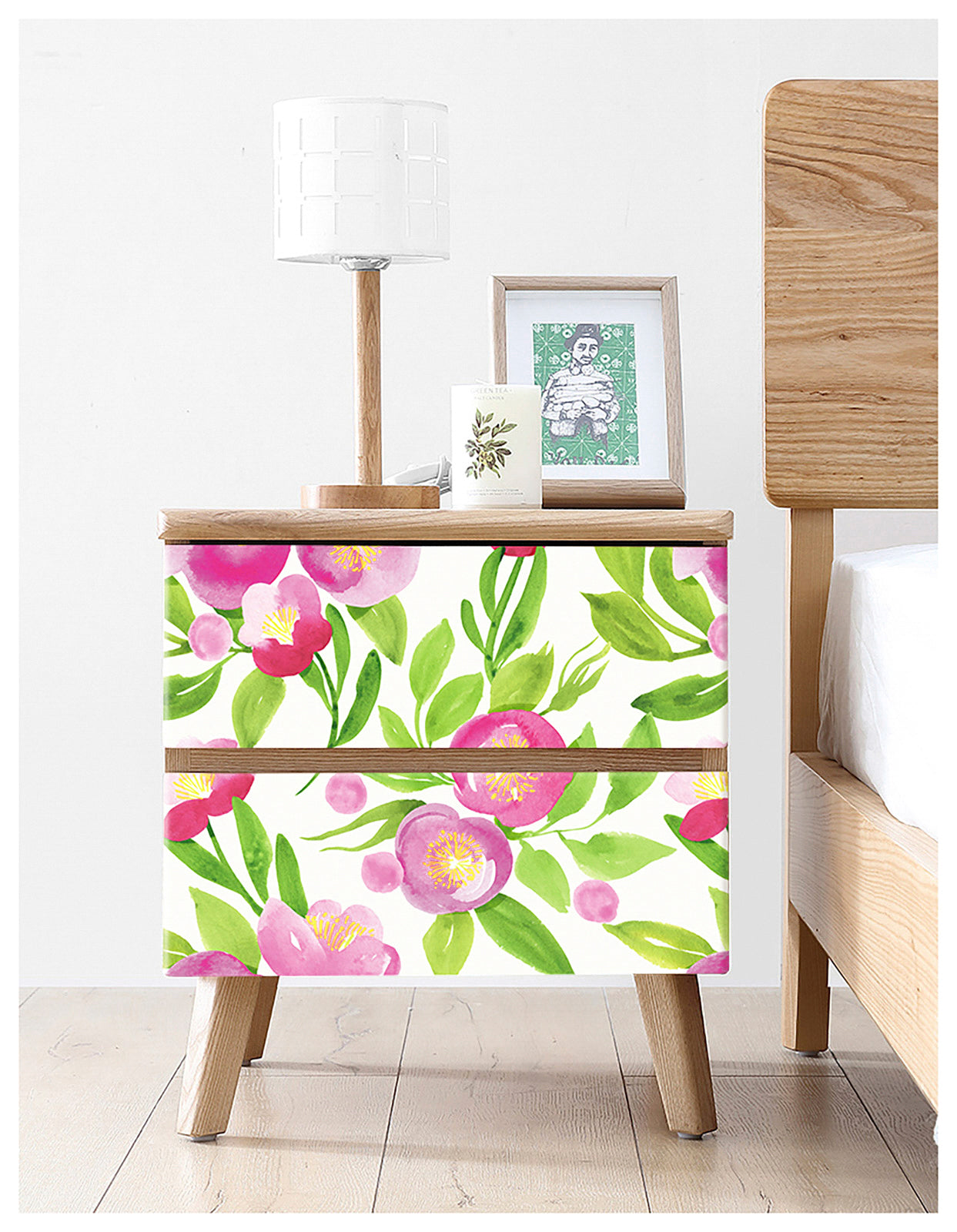 HaokHome 93124 Pink Floral Wallpaper Spring Flowers Self Adhesive Wallpaper Removable for Rooms Decor