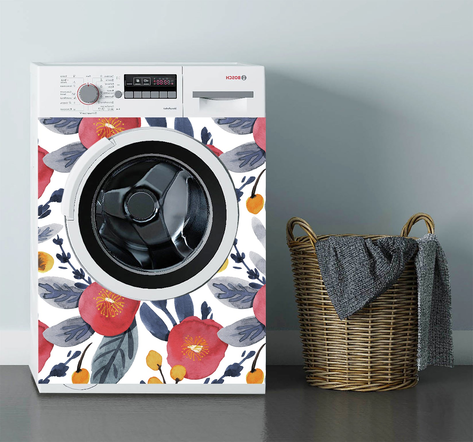 HaokHome 93121 Red Flowers Wallpaper Peel and Stick Wallpaper Murals Removable Contact Wall Paper