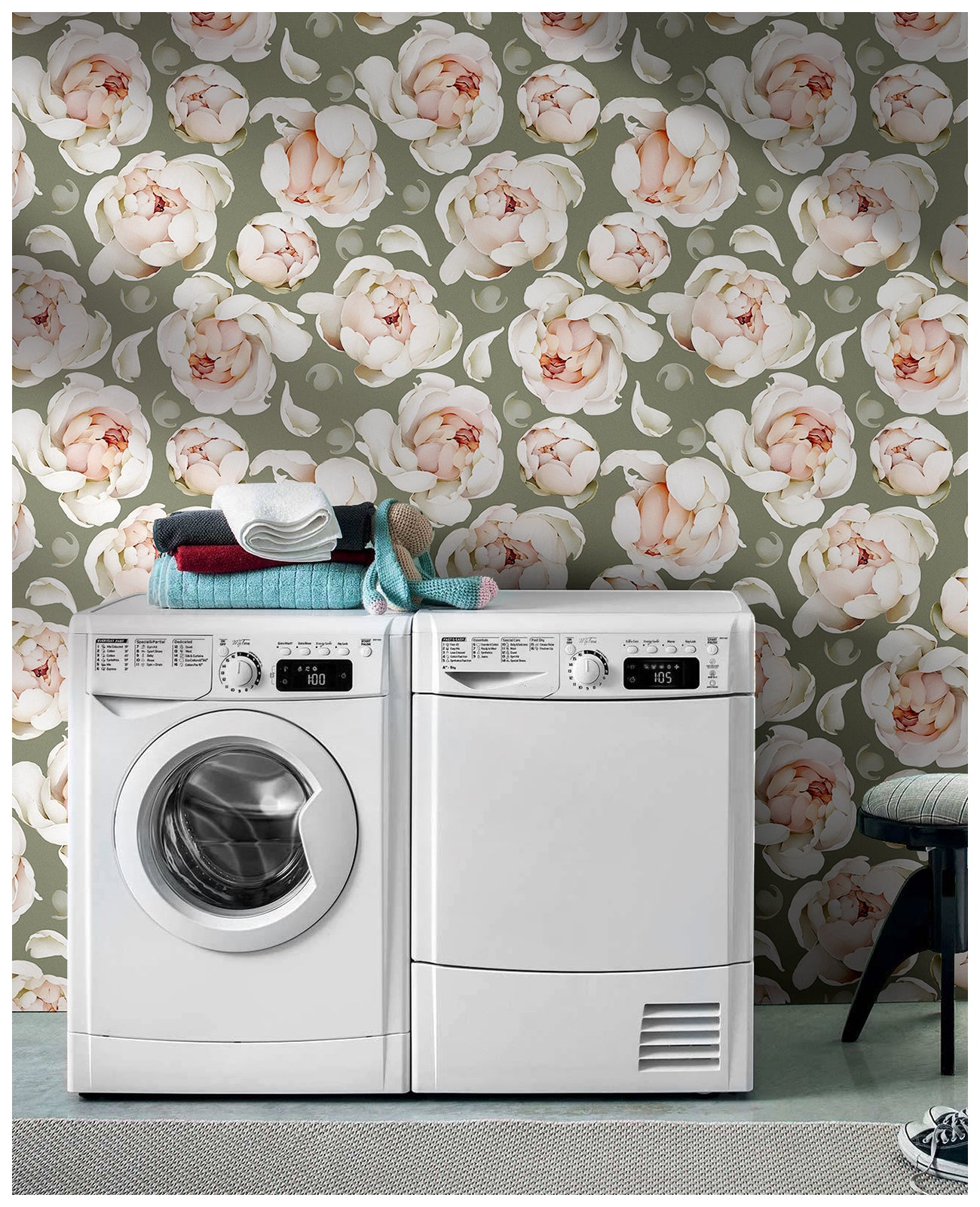 HaokHome 93254-2 Removable Wallpaper Peel and Stick Contact Paper Floral Oliva Wall Decor